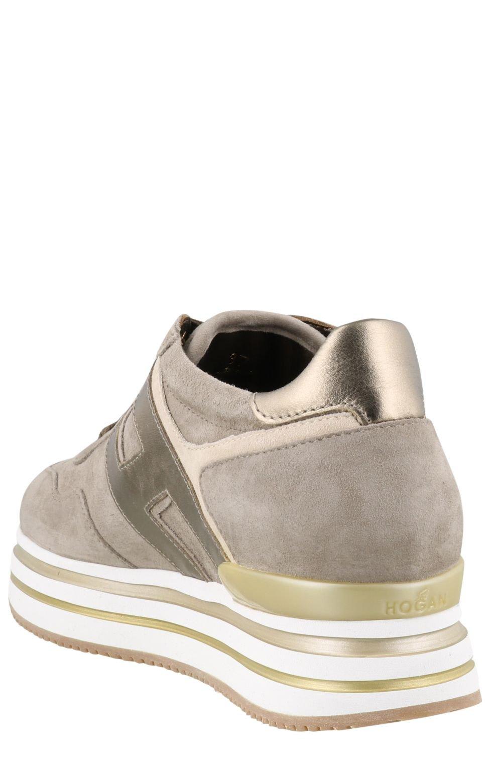 Shop Hogan Midi H222 Platform Sneakers In Brown, Gold