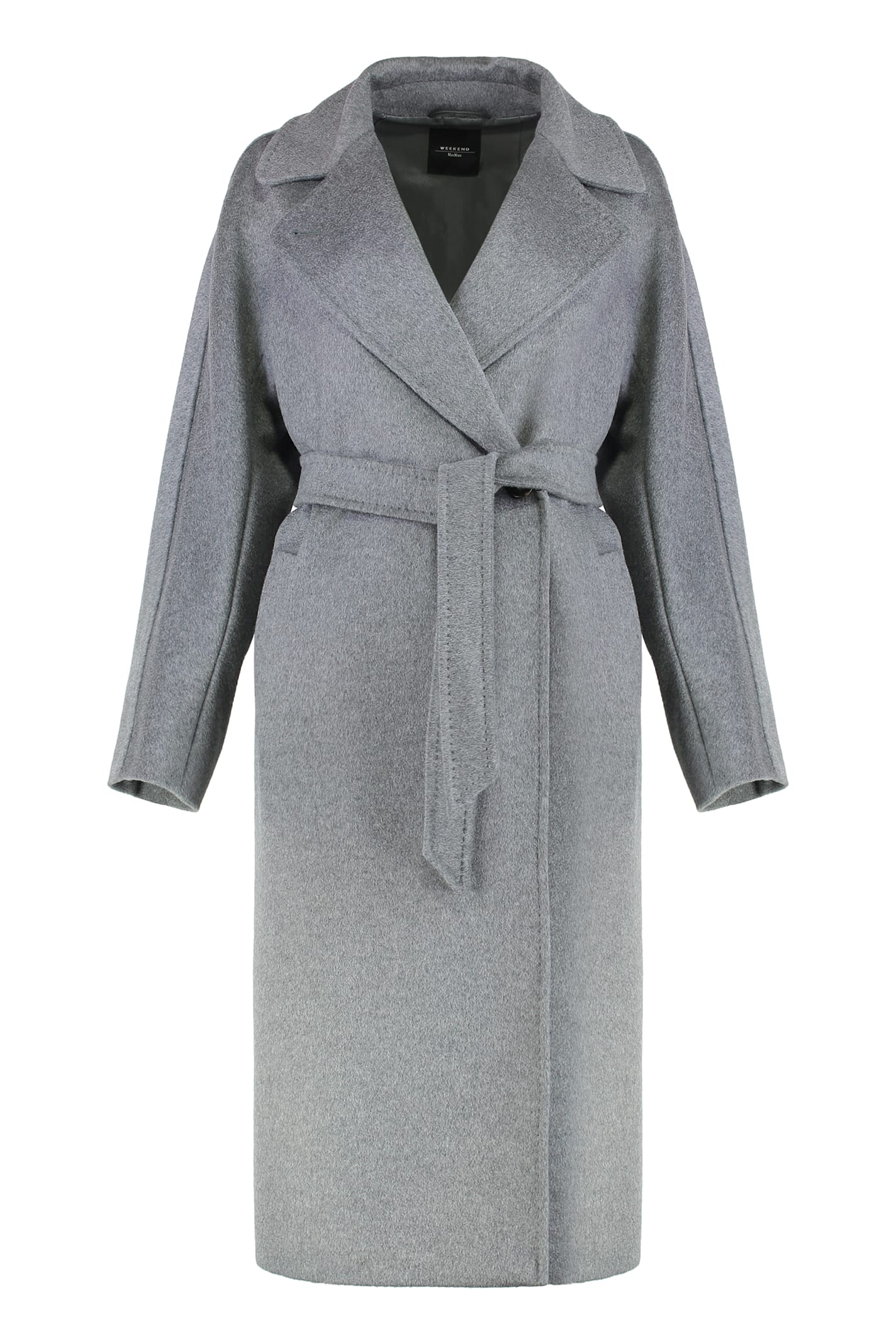 Weekend Max Mara Double-breasted Midi Coat In Wool In Gray