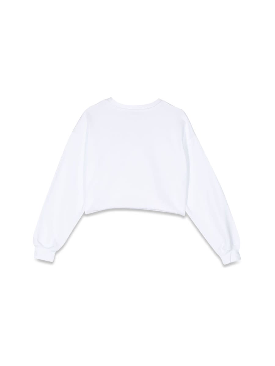 Shop Msgm Cropped Sweatshirt In White