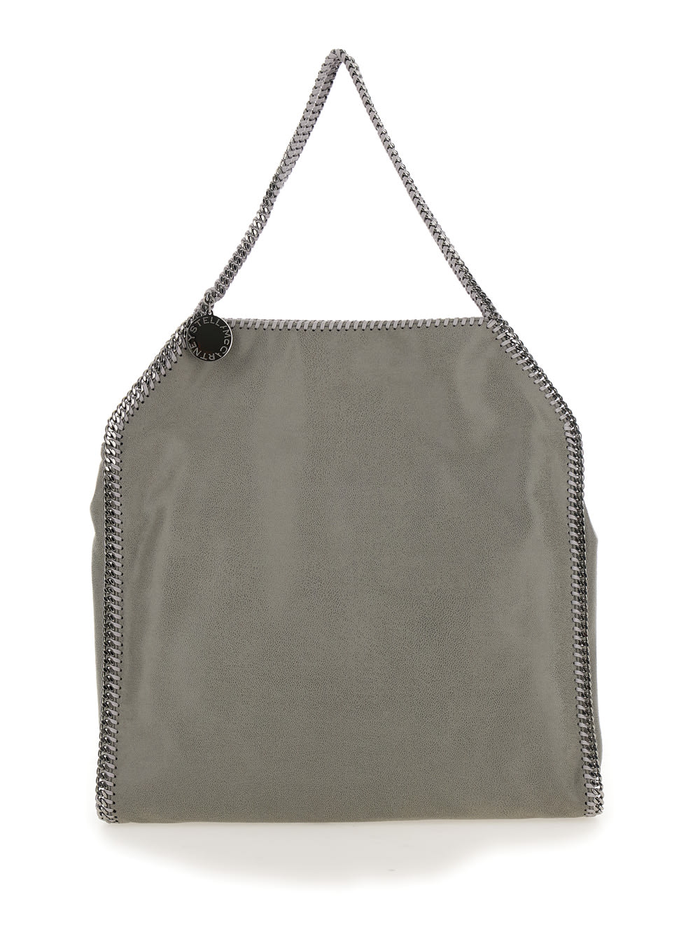 Grey Handbag With Diamond-like Chain And Logo Charm On The Front In Ecoleather Woman