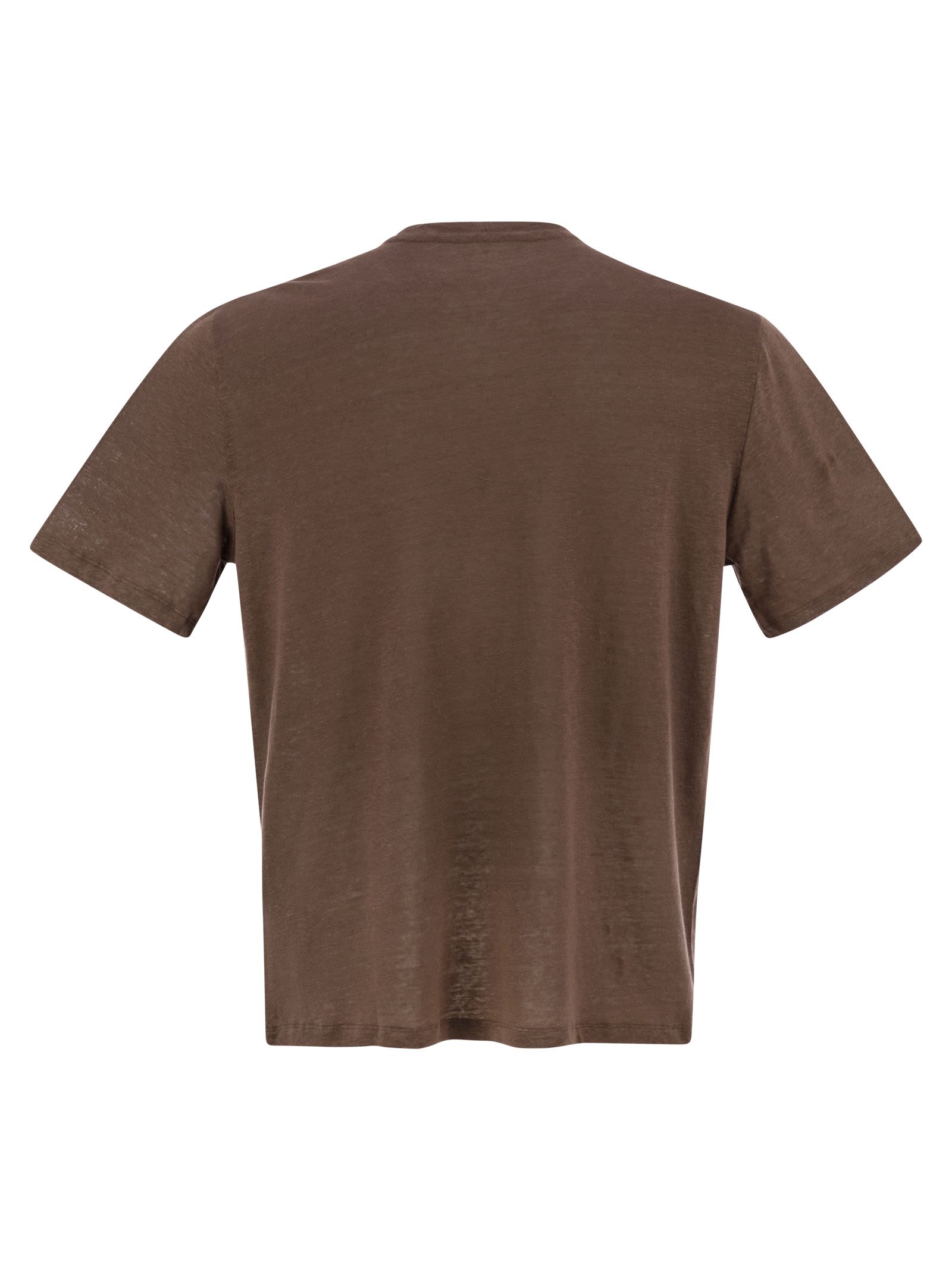 Majestic Crew-neck And Short-sleeved T-shirt In Linen
