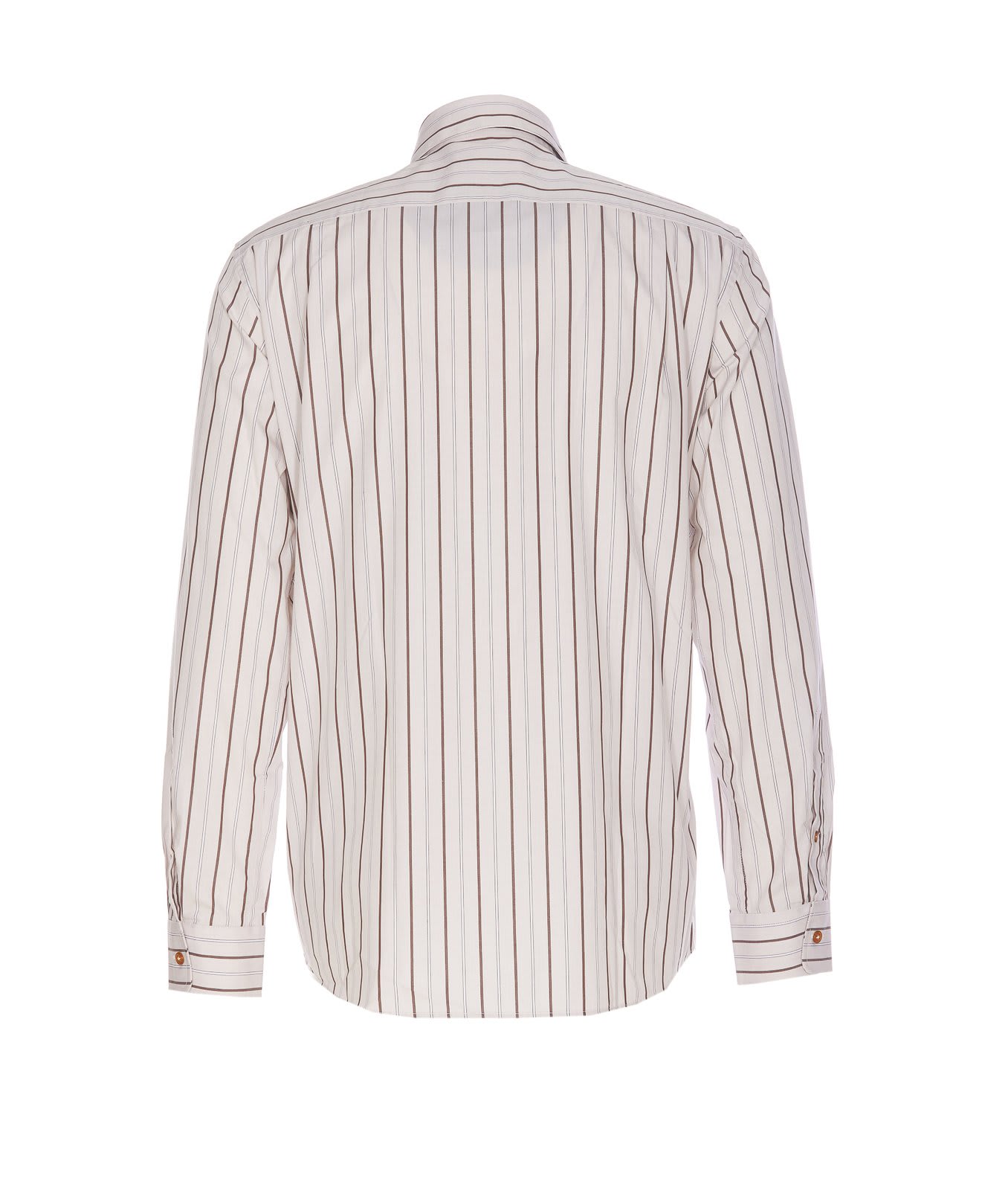 Shop Vivienne Westwood Logo Embroidered Striped Shirt In Beige