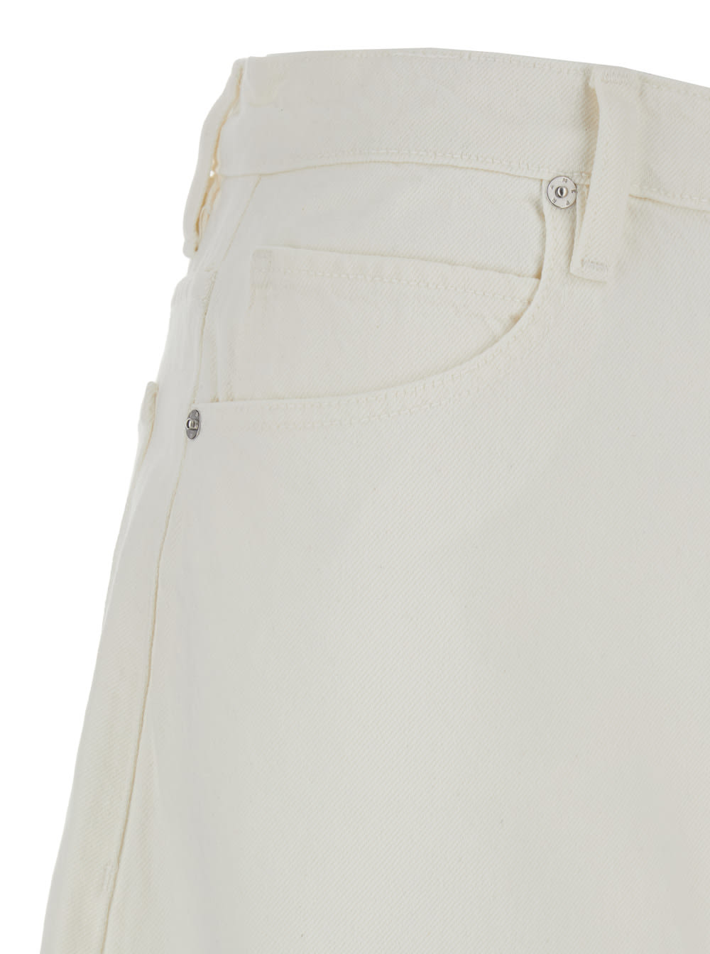 Shop Frame White Denim Midi Skirt In Cotton Woman In Ecru