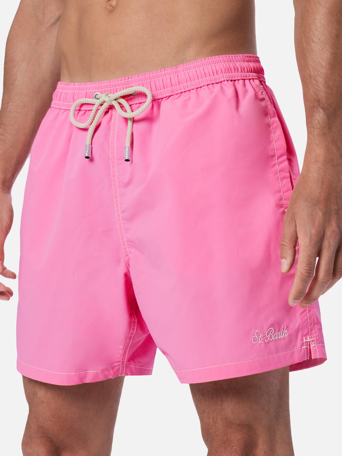 Shop Mc2 Saint Barth Man Pink Mid-length Swim Shorts Patmos