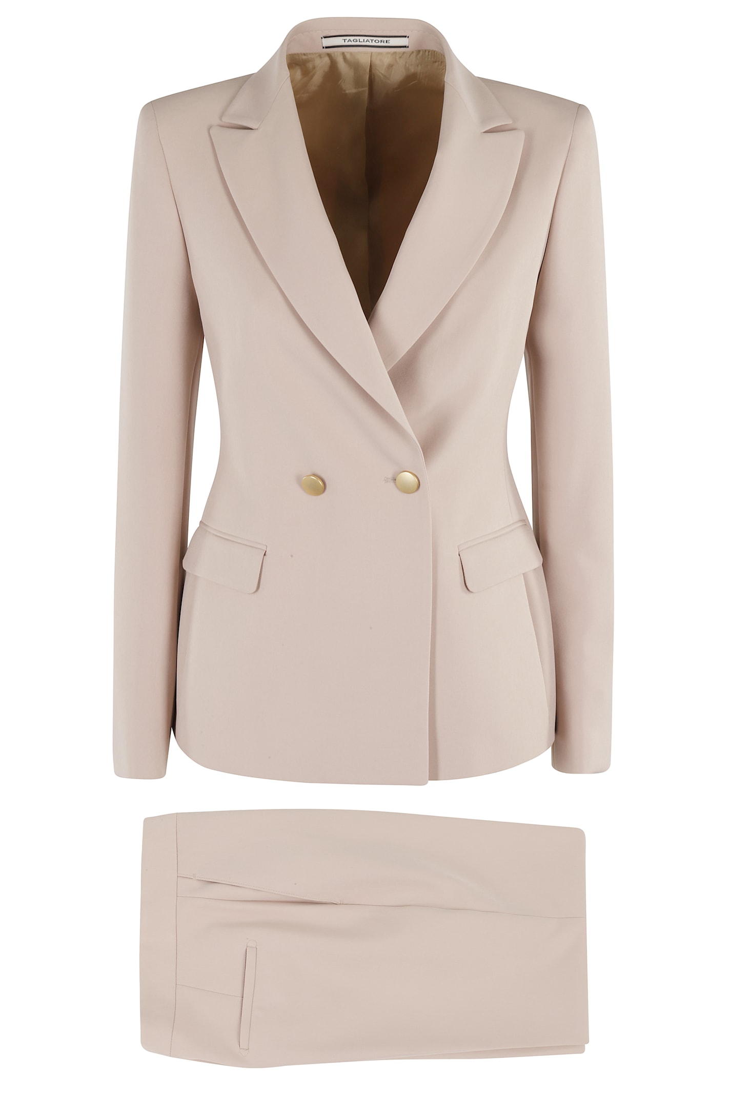 Tagliatore Double-breasted Tailored Blazer With Straight-leg Trousers In Nude