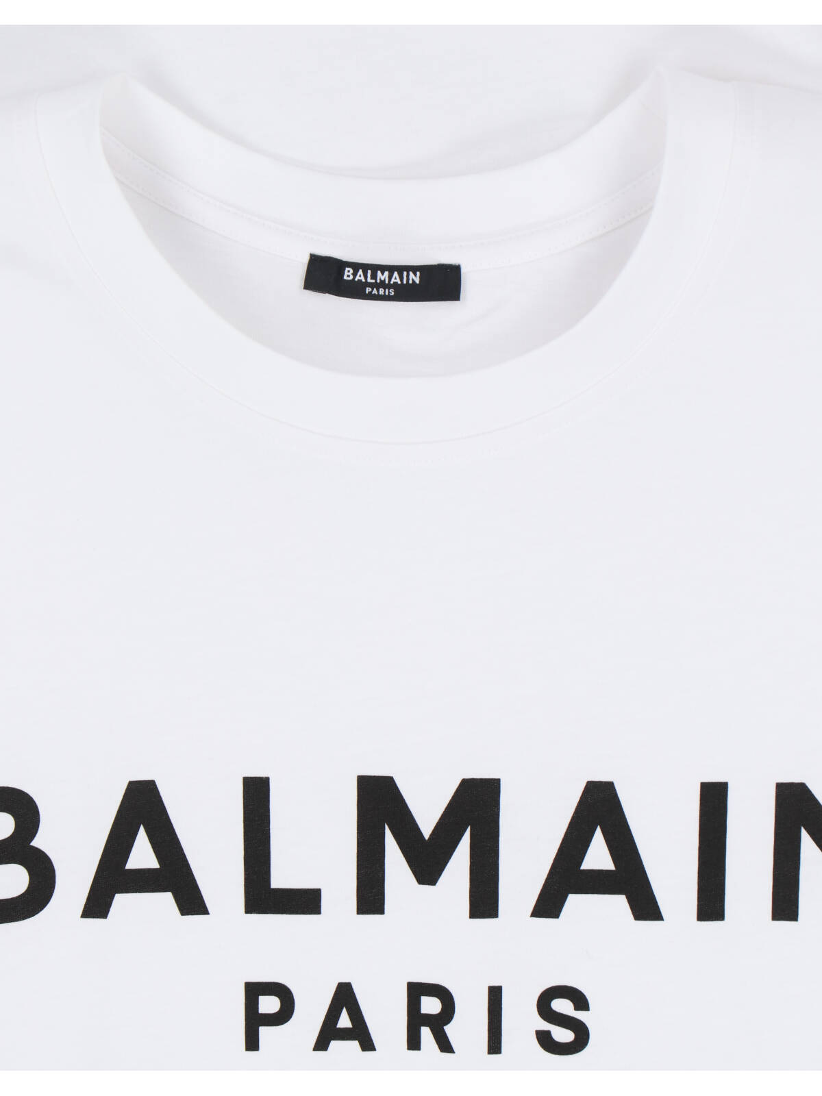 Balmain White Crewneck T-shirt With Contrasting Logo Lettering Print In White