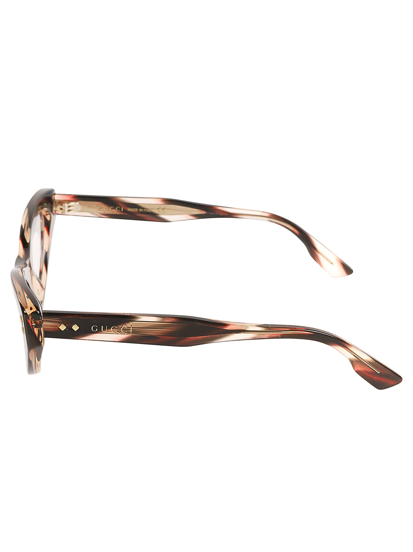 Shop Gucci Cat-eye Logo Sided Glasses In 002 Havana Havana Transpa