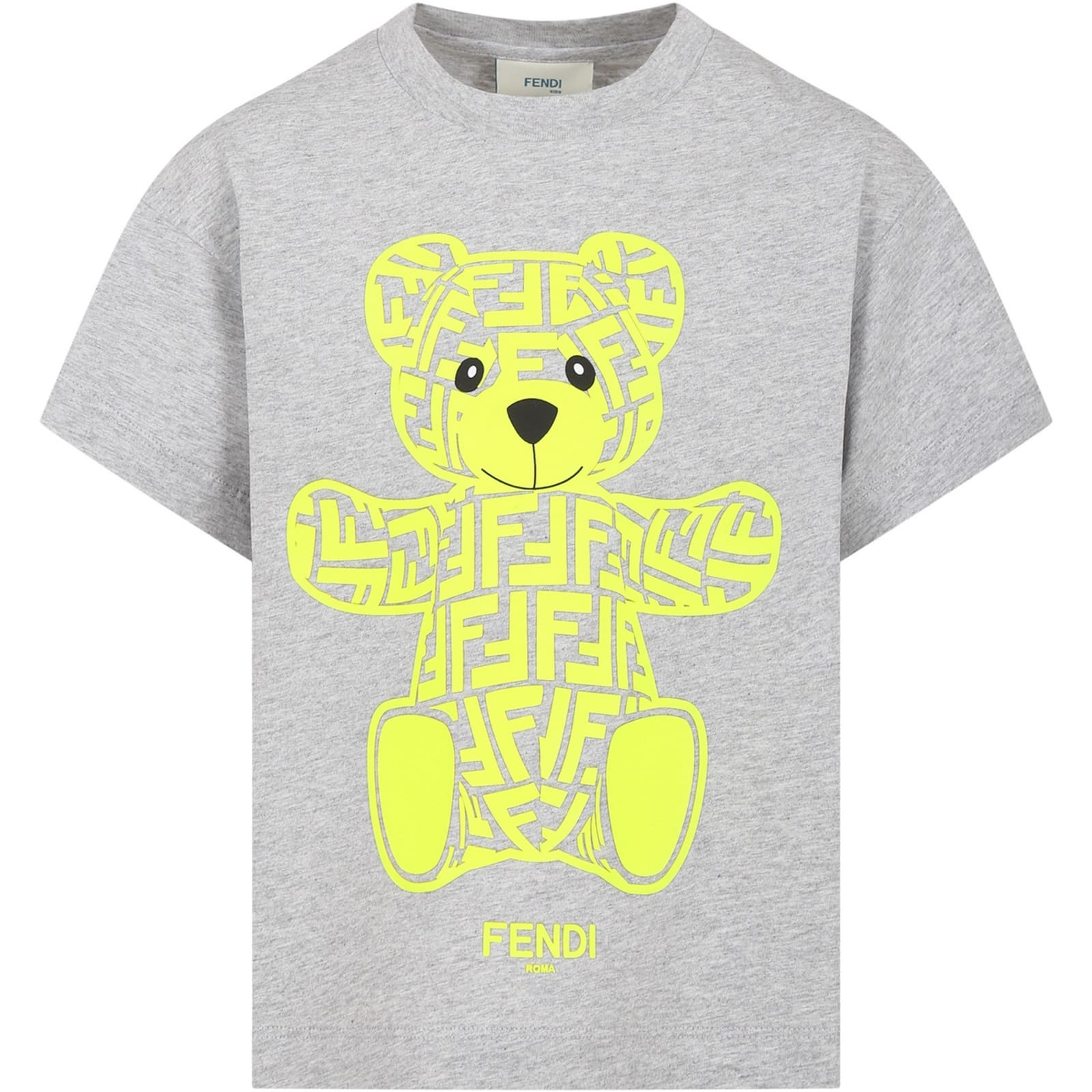 Fendi Grey T-shirt For Kids With Double F