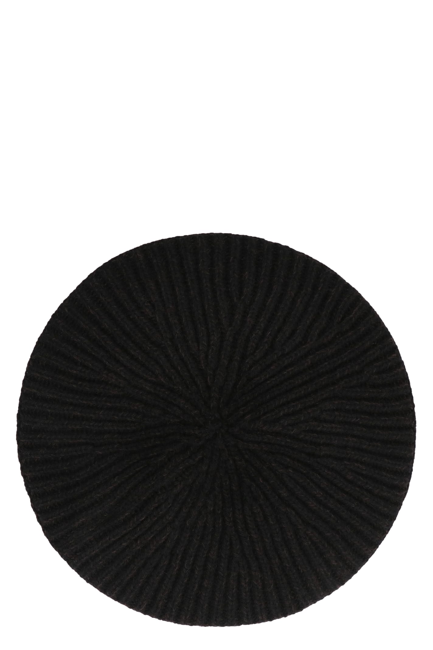 Shop Ganni Knitted Wool Beanie Hat In Black