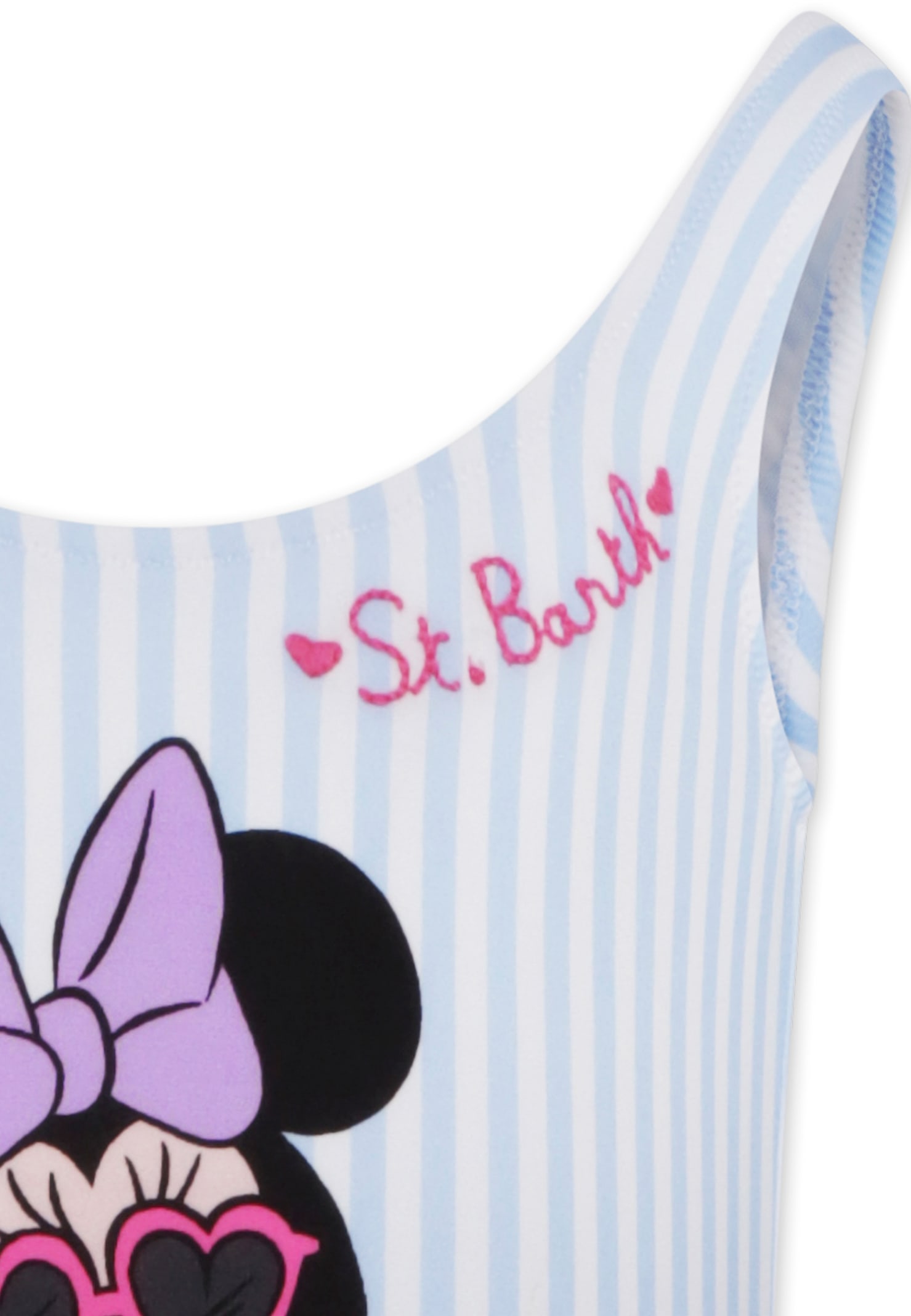 Mc2 Saint Barth Light Blue Swimsuit For Girl With Minnie In Blue