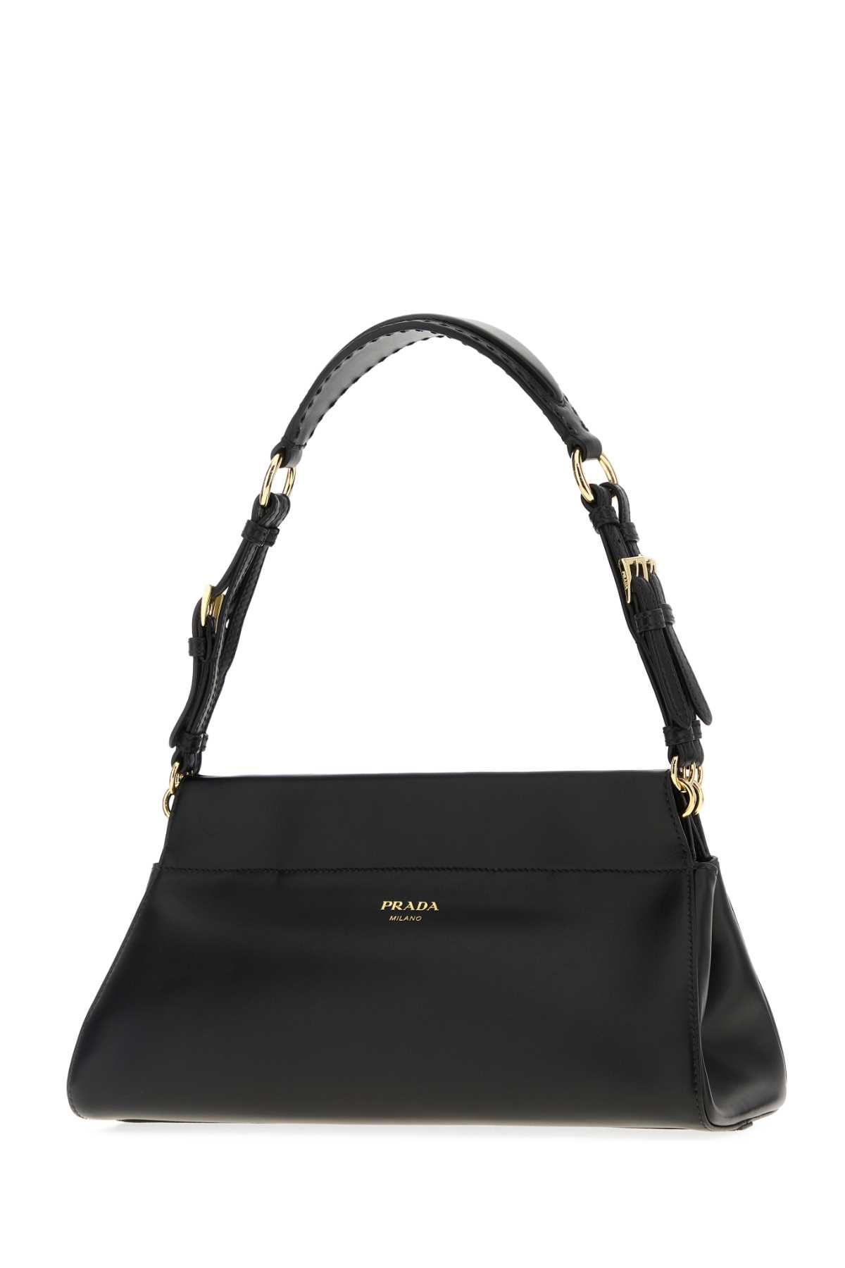 Prada Chic Top Handle Shoulder Bag With Gold Hardware In Black