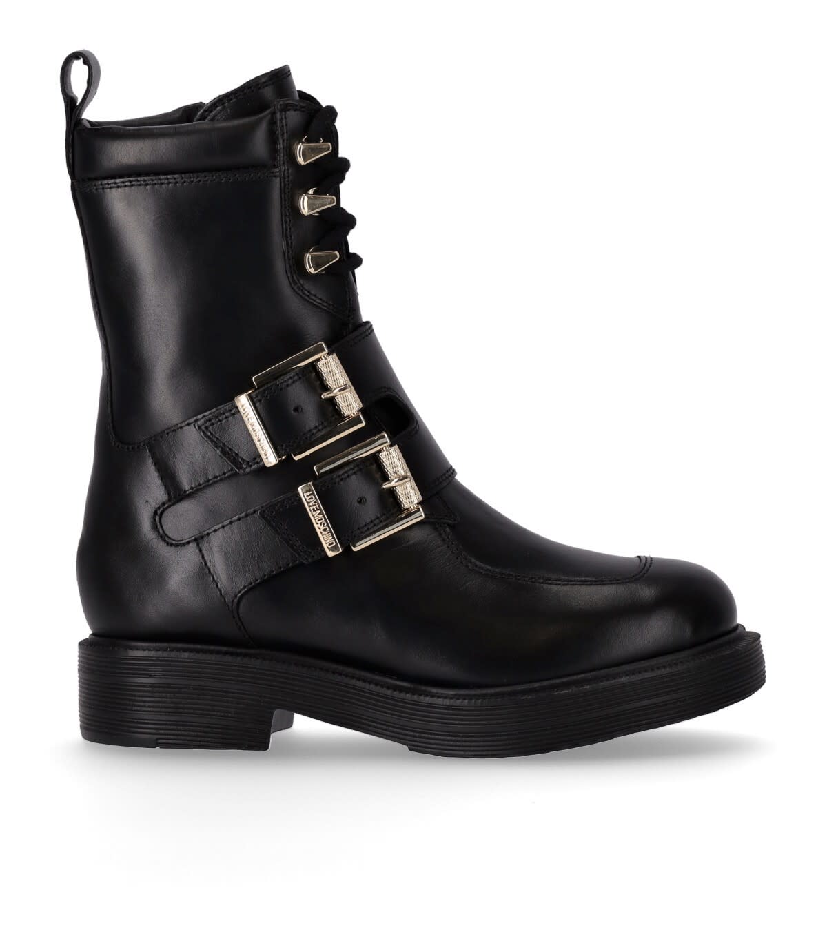 Love Moschino Black Combat Boot With Buckles