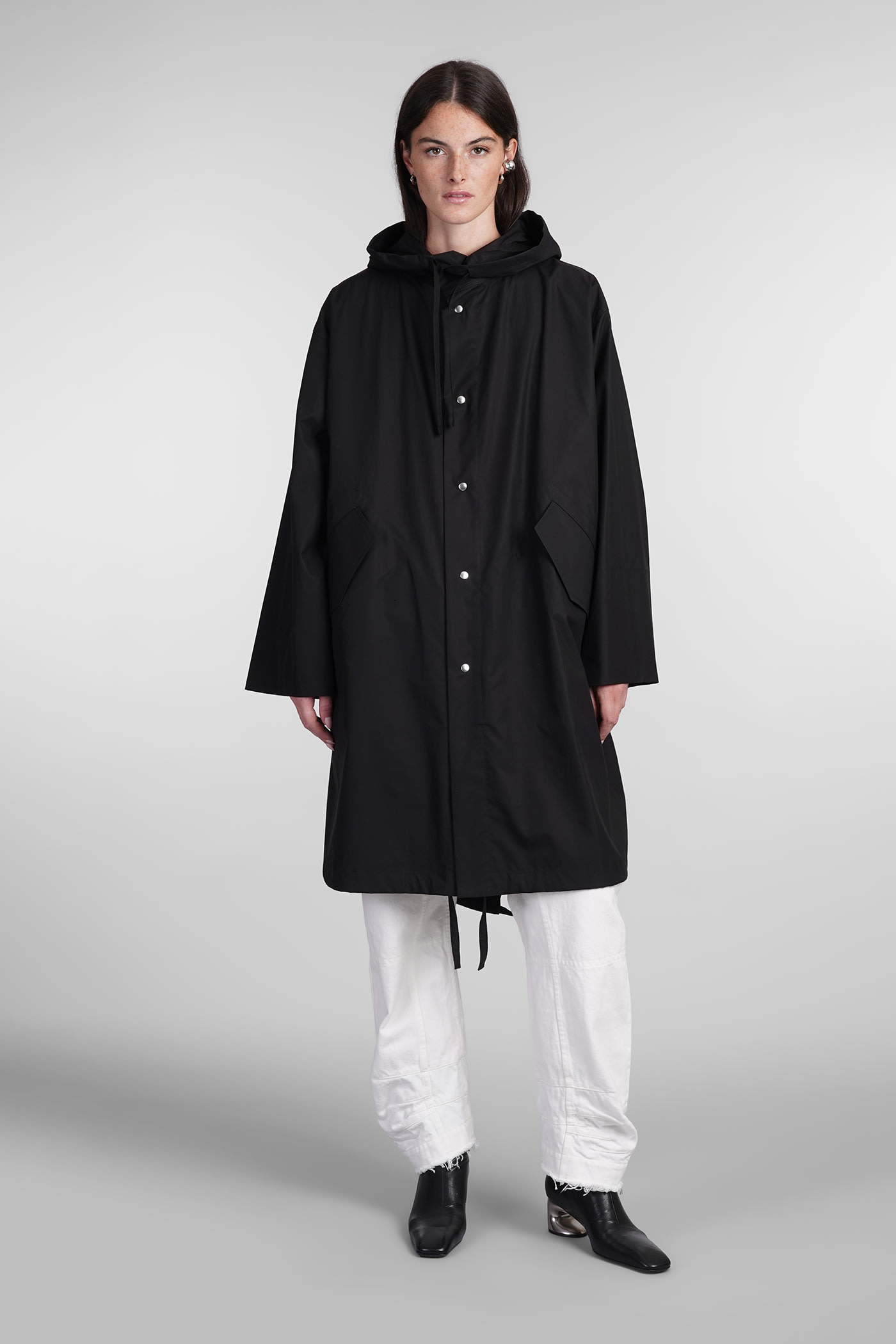 Black Hooded Midi Parka