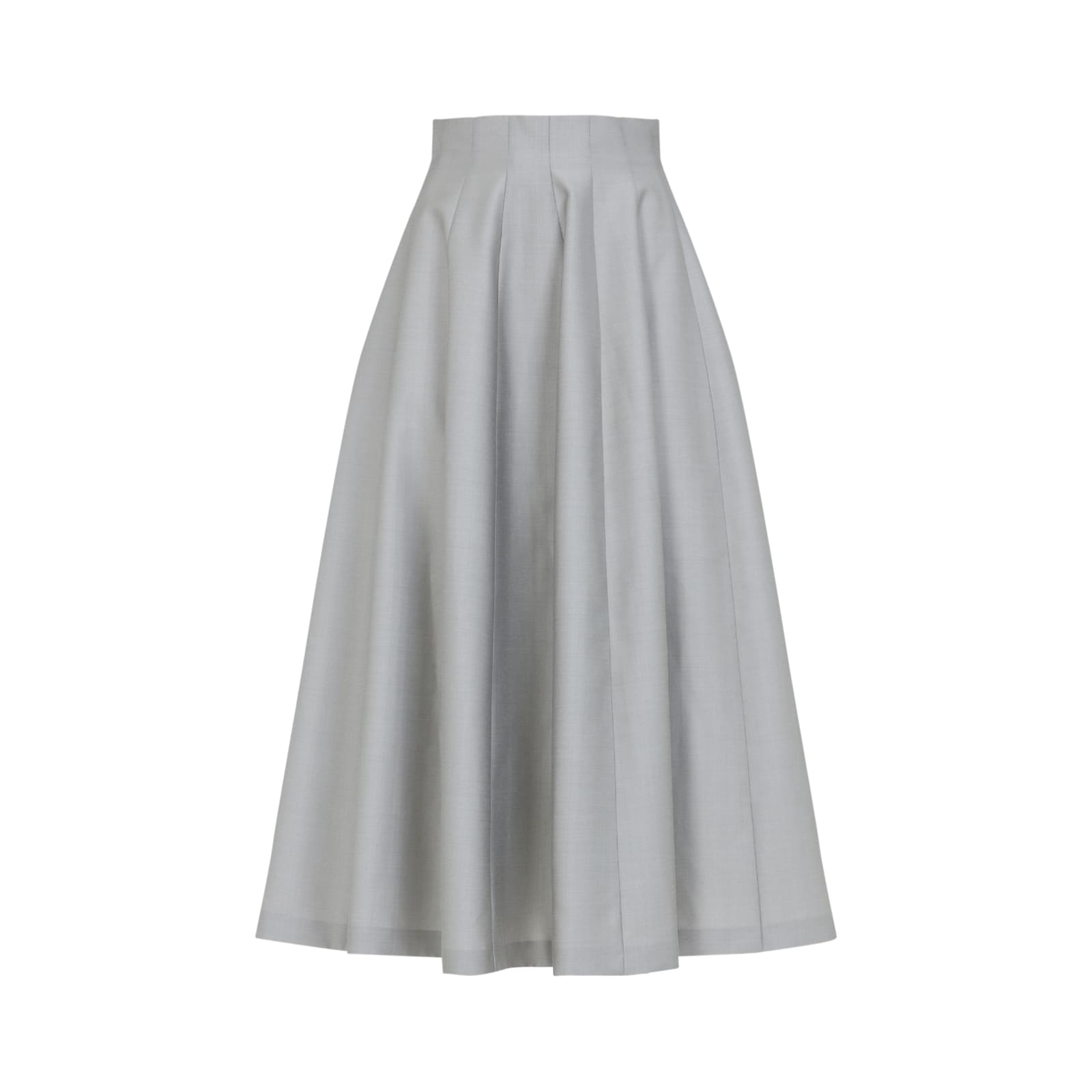 Alberta Ferretti High-waisted Midi Skirt With Structured Pleats In Gray