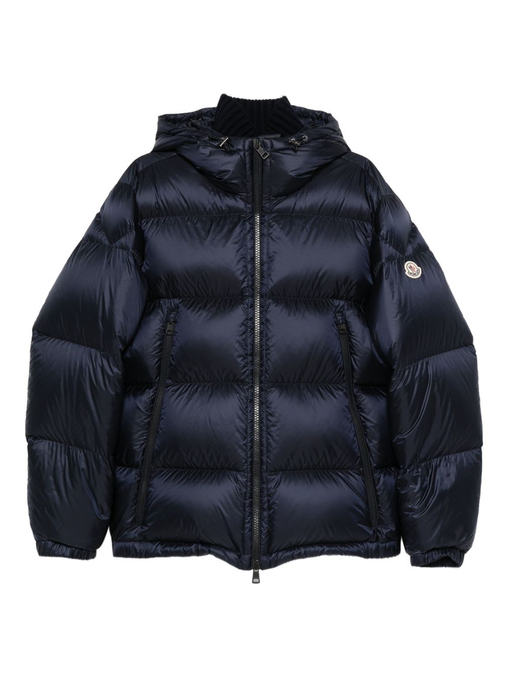 Moncler Hooded Zip-fastening Coat In Blue