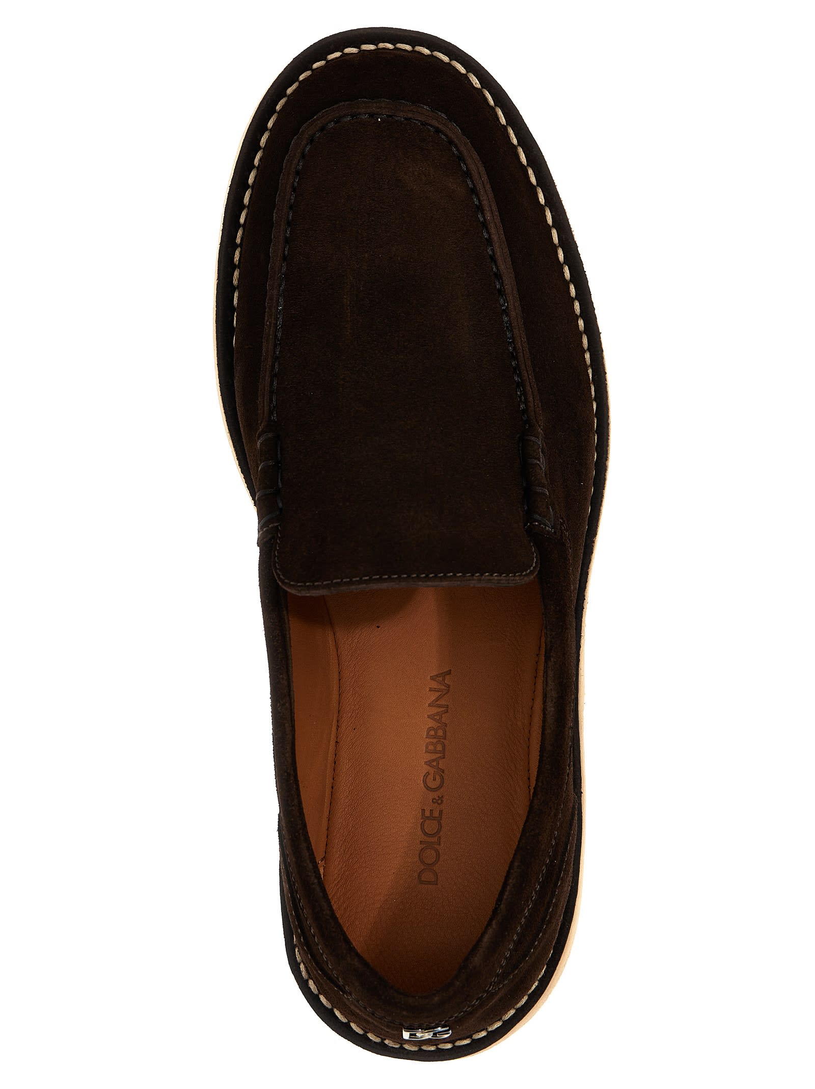 Shop Dolce & Gabbana Suede Loafers In Brown