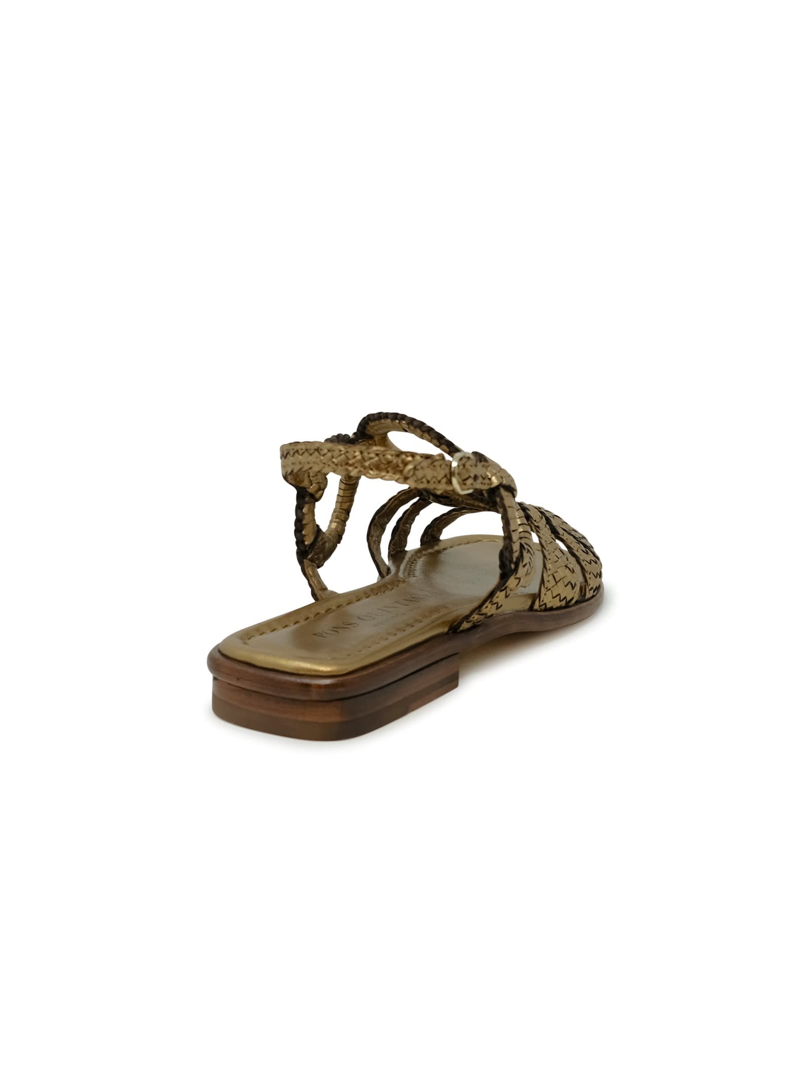 Del Carlo Pons Quintana Leather Tina Flat Sandals In Bronze