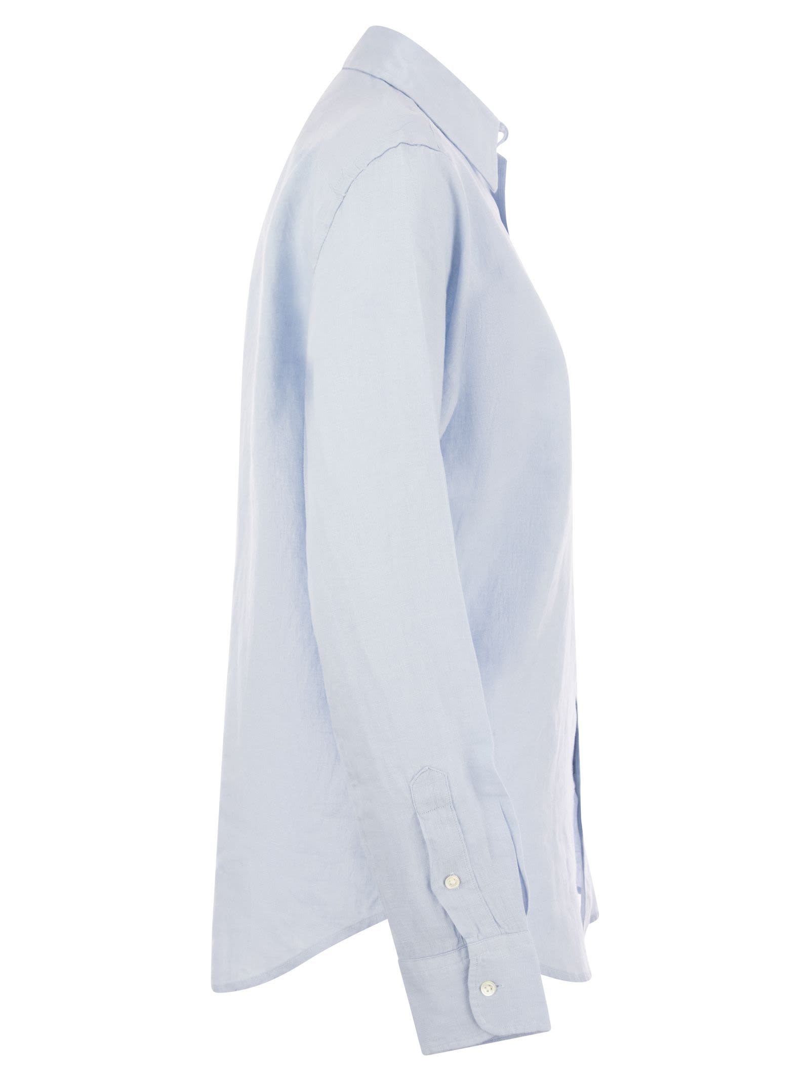 Polo Ralph Lauren Relaxed-fit Short Shirt In Light Blue Linen In Light Blue