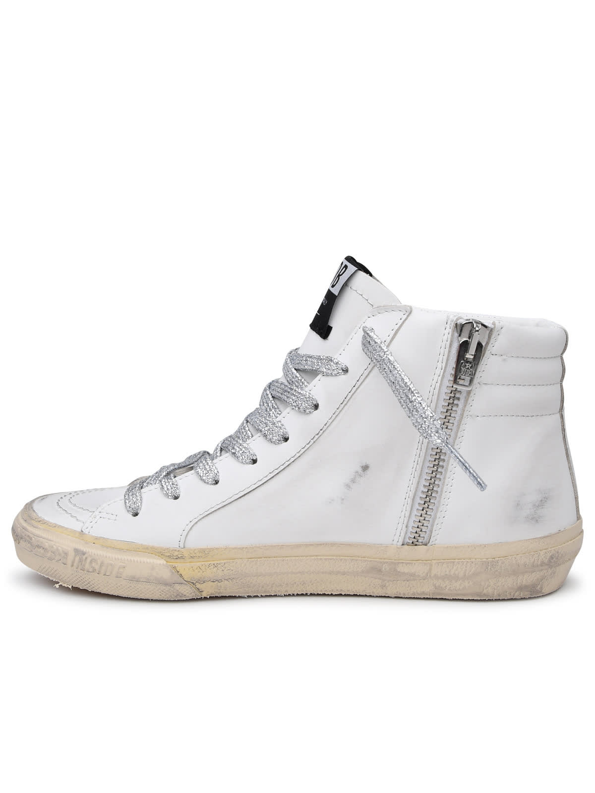 Golden Goose Slide High-top Sneakers In White/light Blue/fuchsia