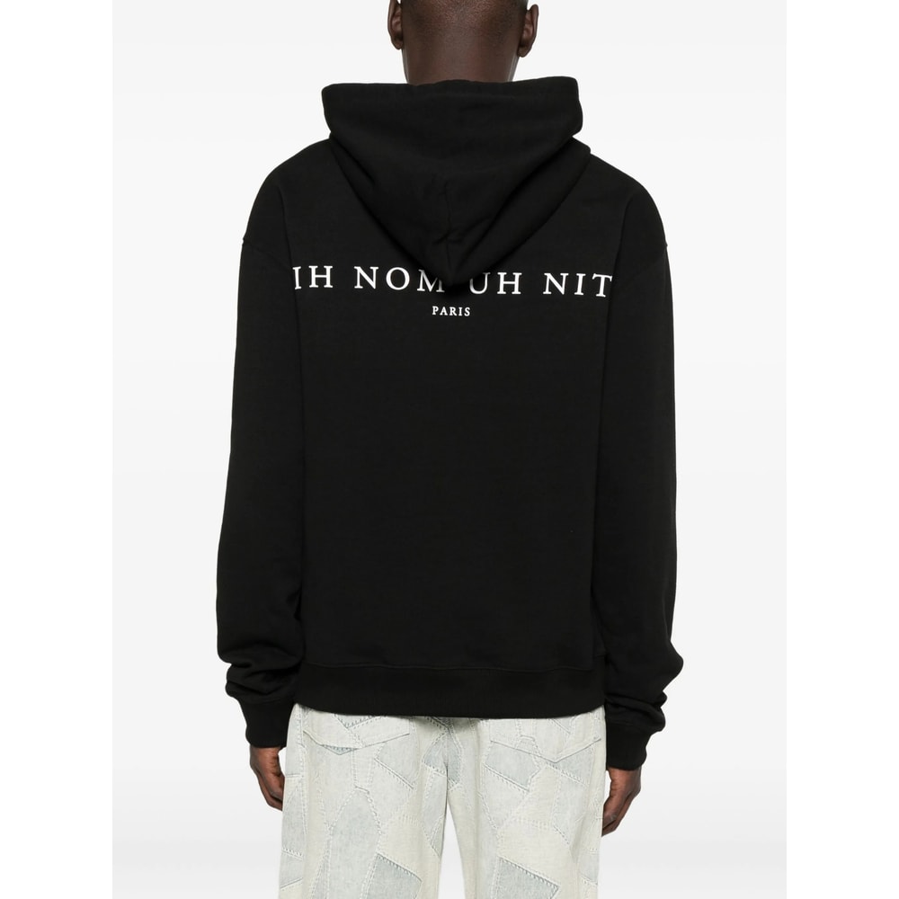 Ih Nom Uh Nit Hooded Cotton Sweatshirt Featuring Graphic Print In Black