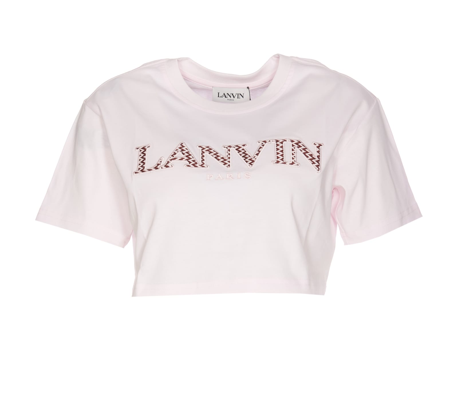 Shop Lanvin Cropped Logo  Paris T-shirt In Pink