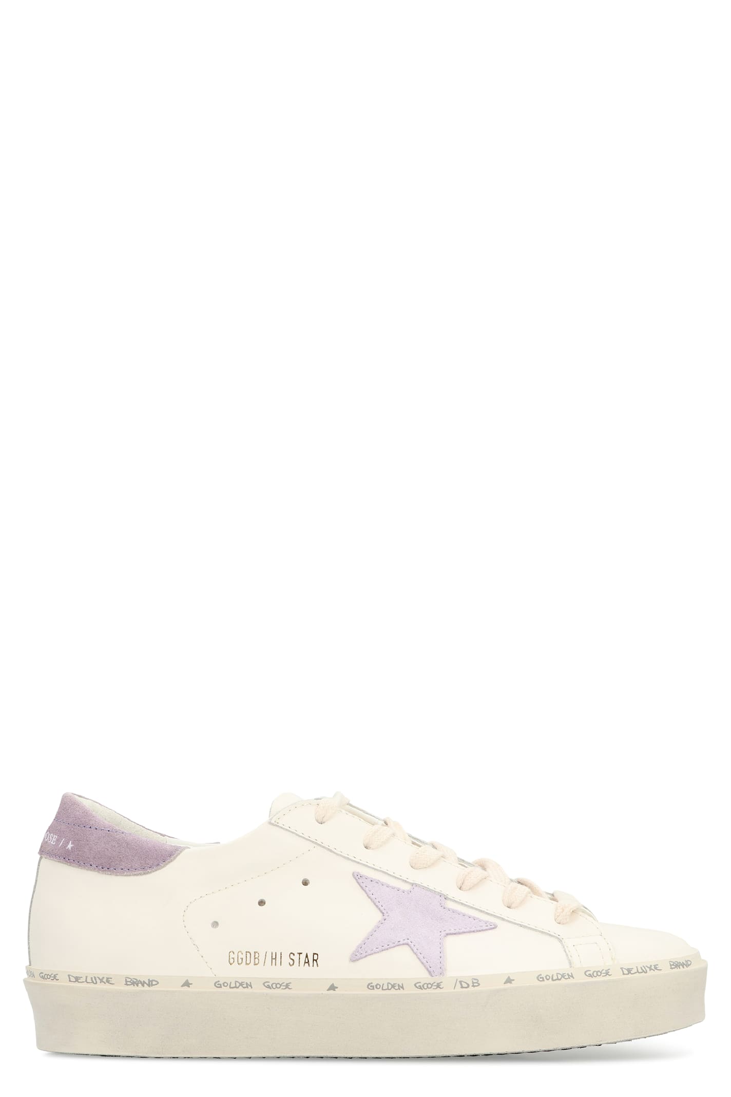 Golden Goose Hi Star Leather Platform Sneakers In White