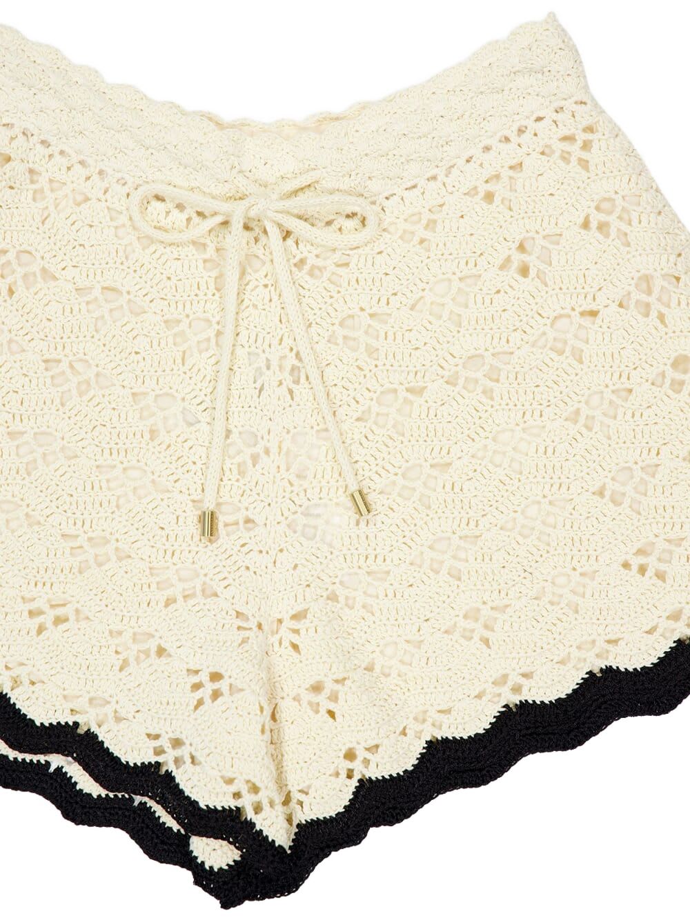 Zimmermann Rhiannon Crochet Short Cream/black In Neutral
