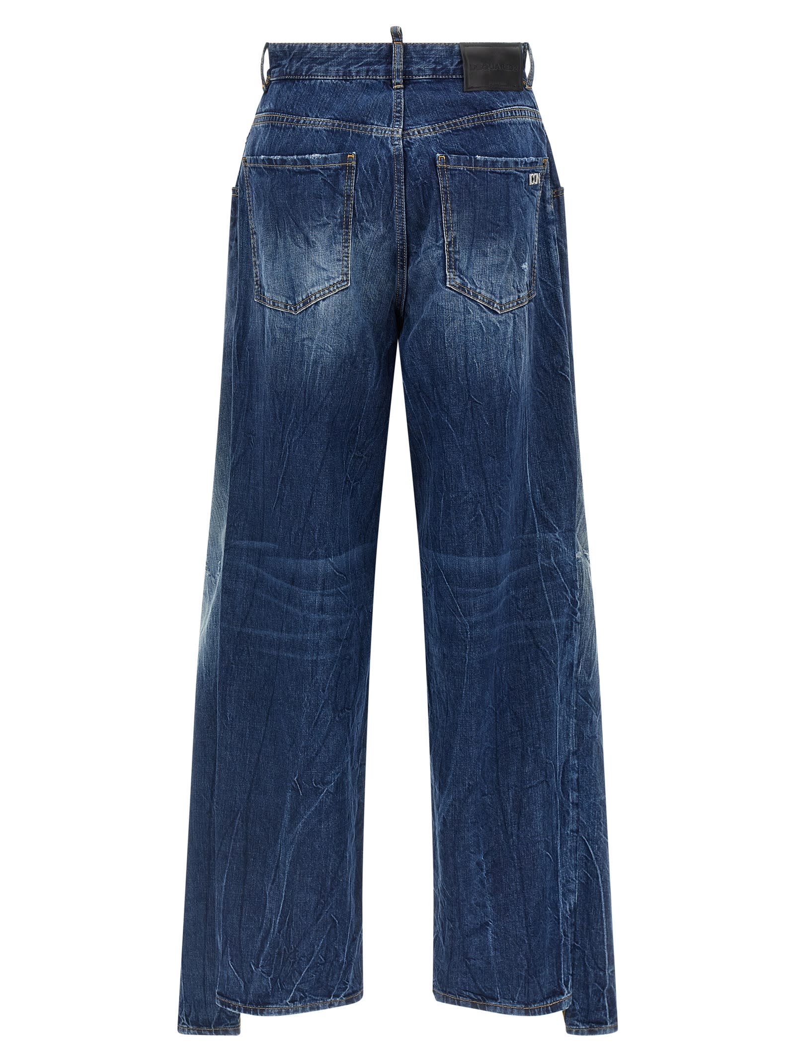 Dsquared2 Blue Stonewashed Cotton Denim Jeans In Blue
