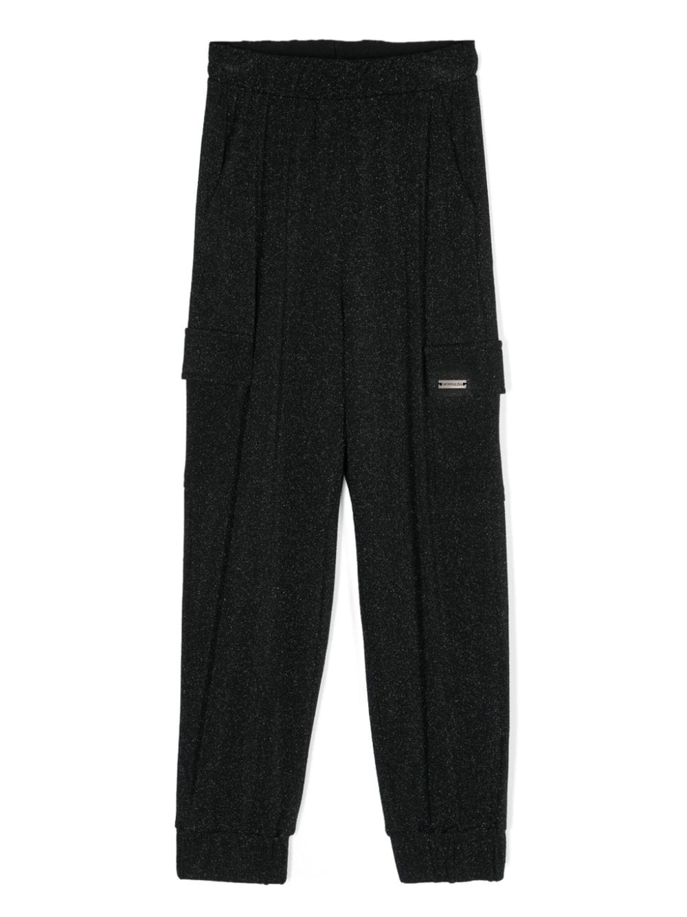 Monnalisa Lurex Cargo Trousers In Black