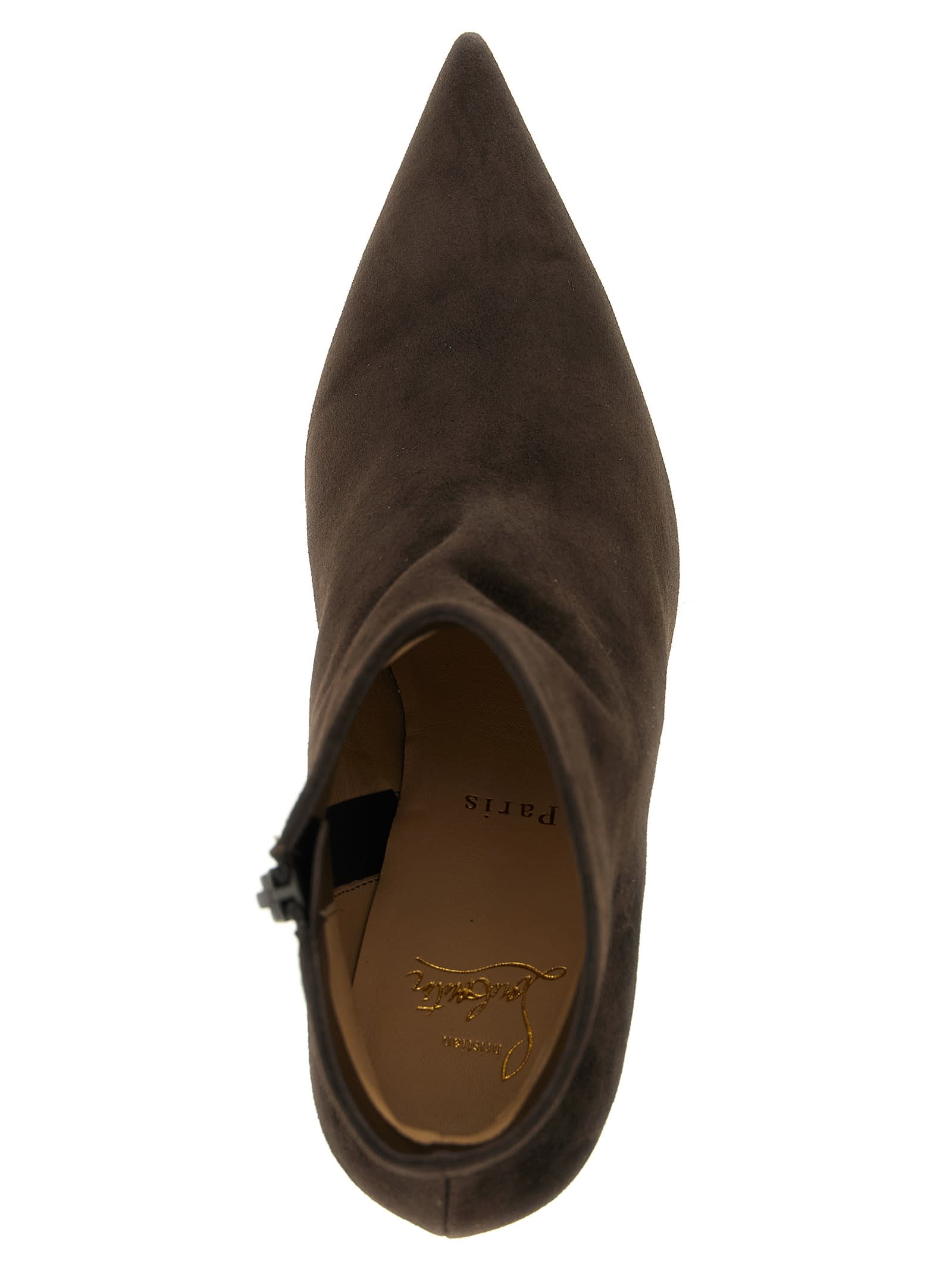 Christian Louboutin Miss Z 80 Suede Ankle Boots In Brown