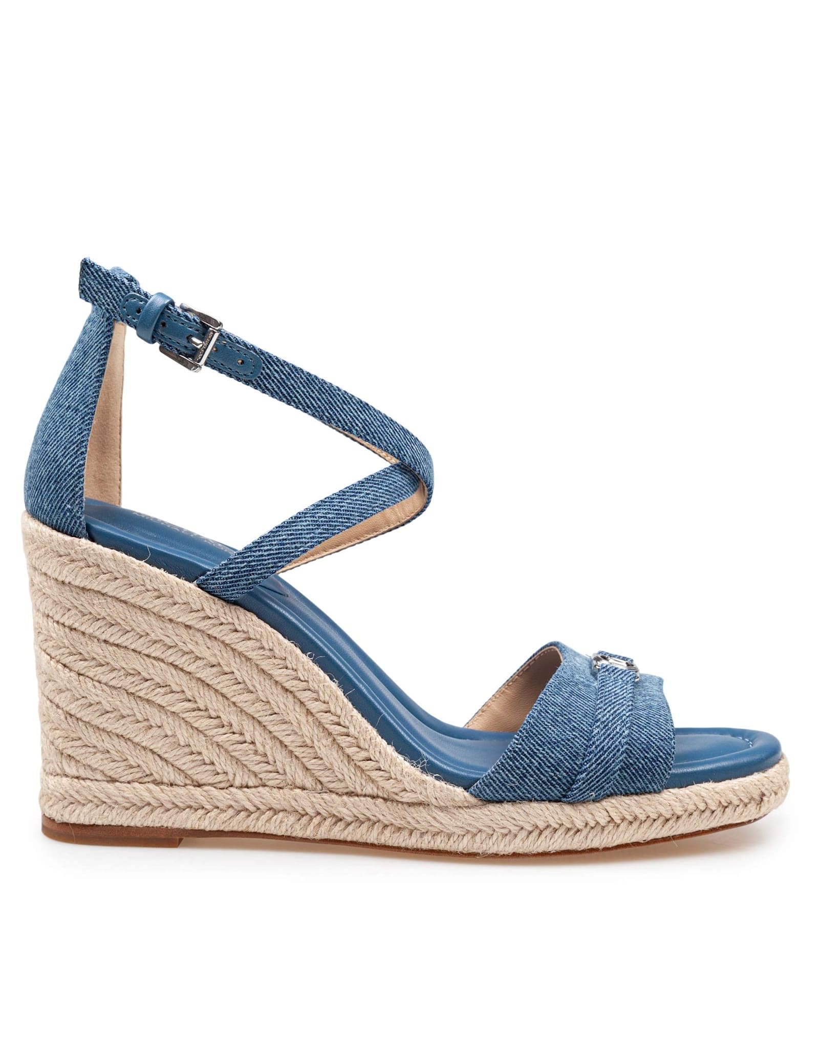 Mandy Wedge Denim Sandal With Jute Wedge