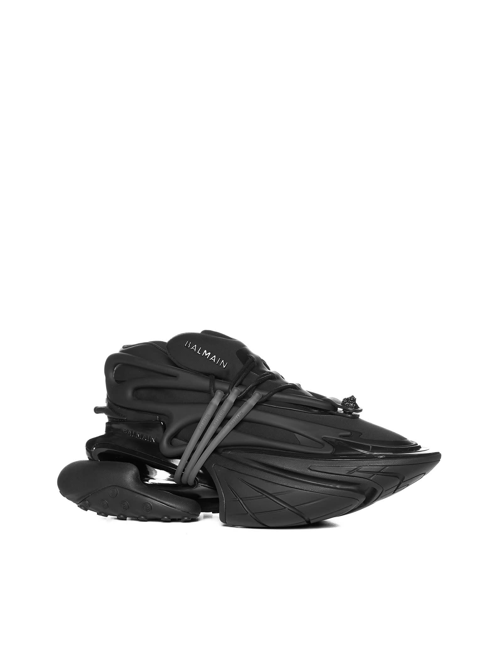 Balmain Neoprene And Leather Low-top Unicorn Sneakers In Black