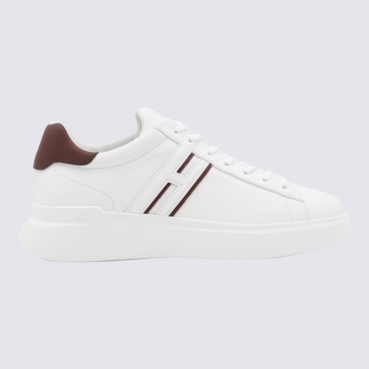 Shop Hogan White Leather Sneakers