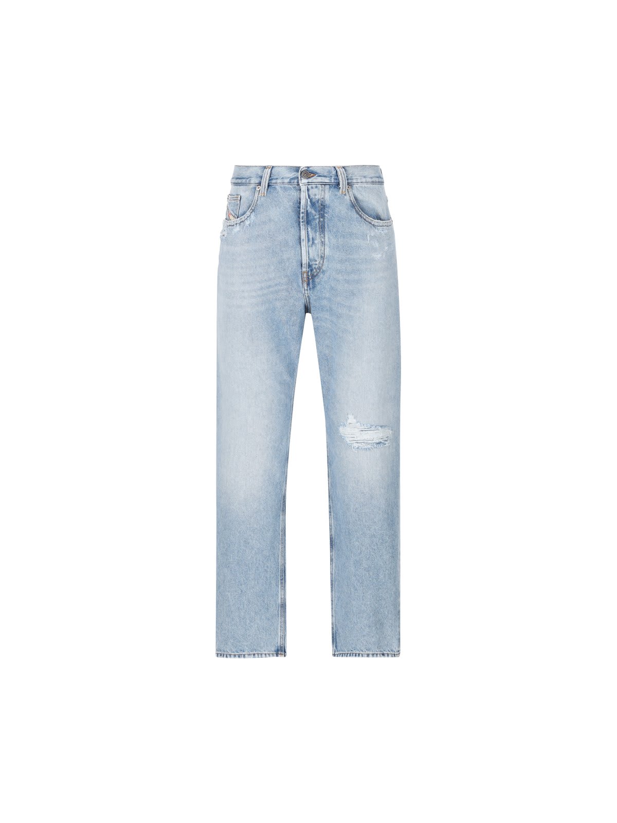 Shop Diesel Straight-leg Distressed Jeans In Denim