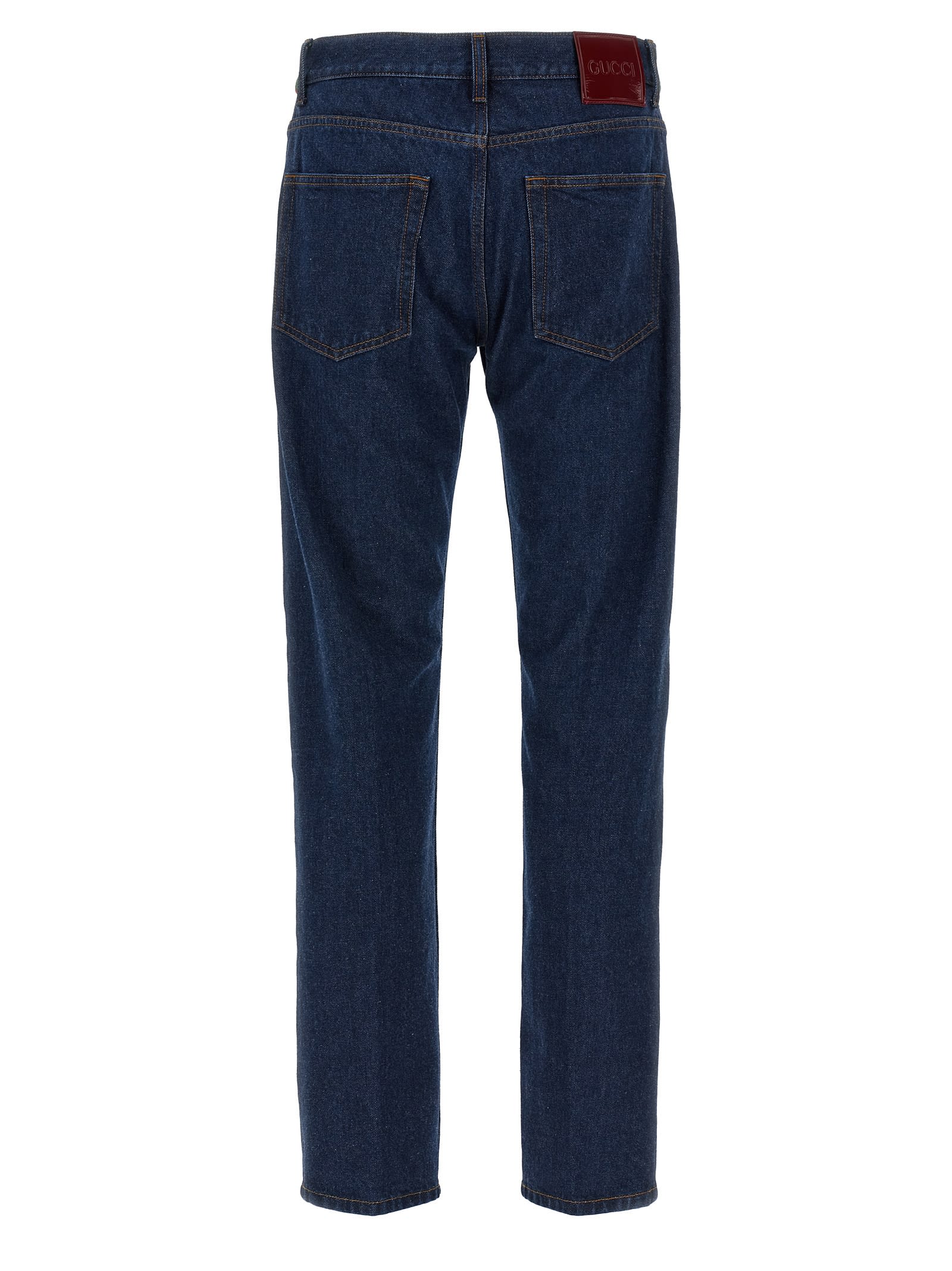 Shop Gucci Web Tape Jeans In Blue