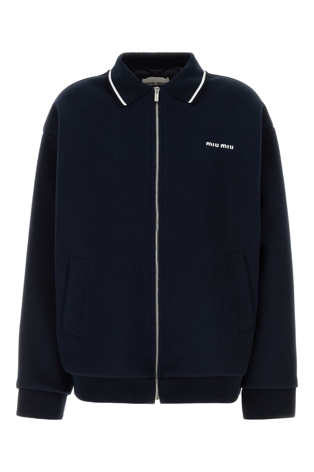 Miu Miu Piquet Jacket With Ribbed Cuffs And Hem