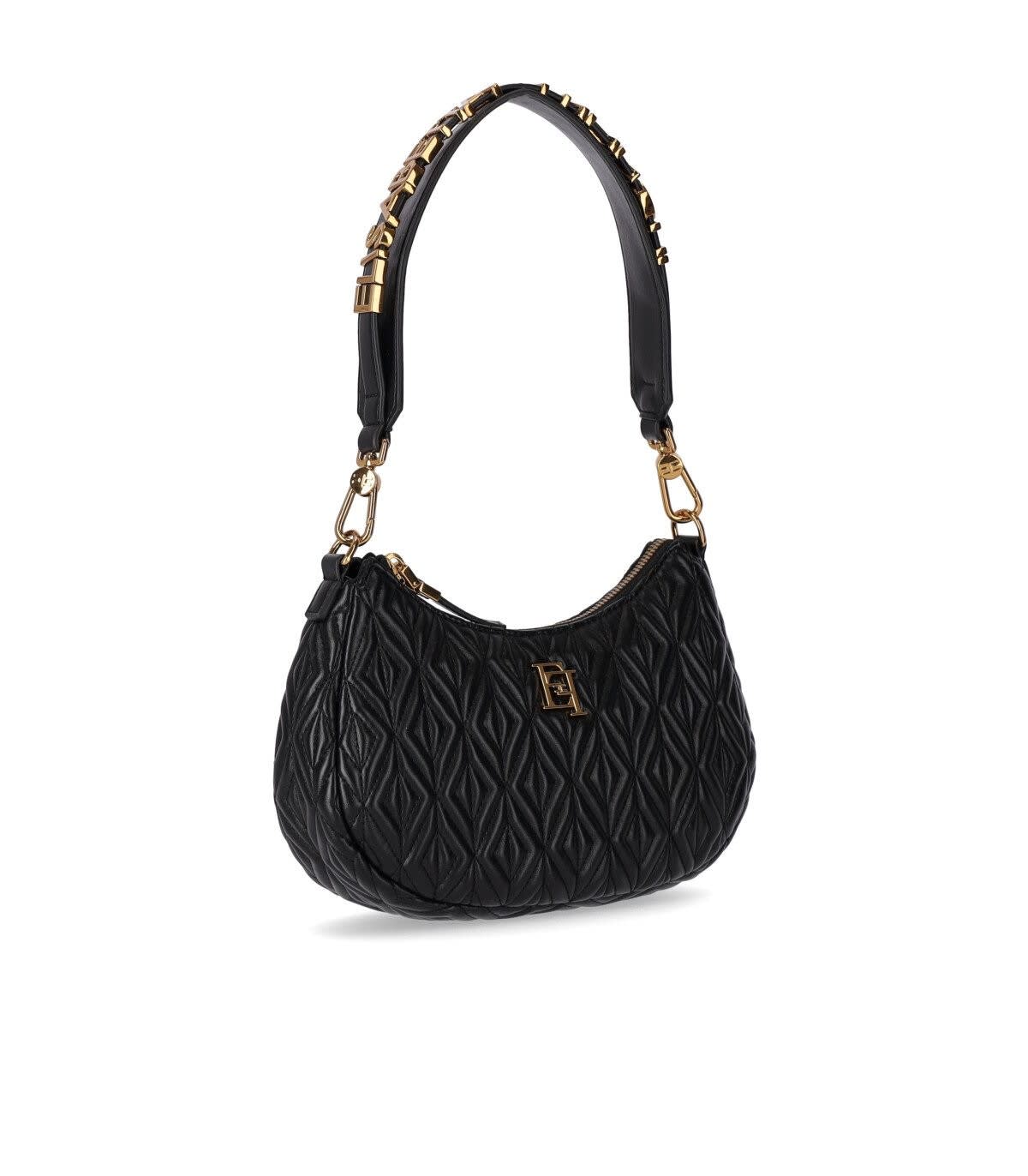 Elisabetta Franchi Black Monogram Small Crossbody Bag - Ferraris Boutique