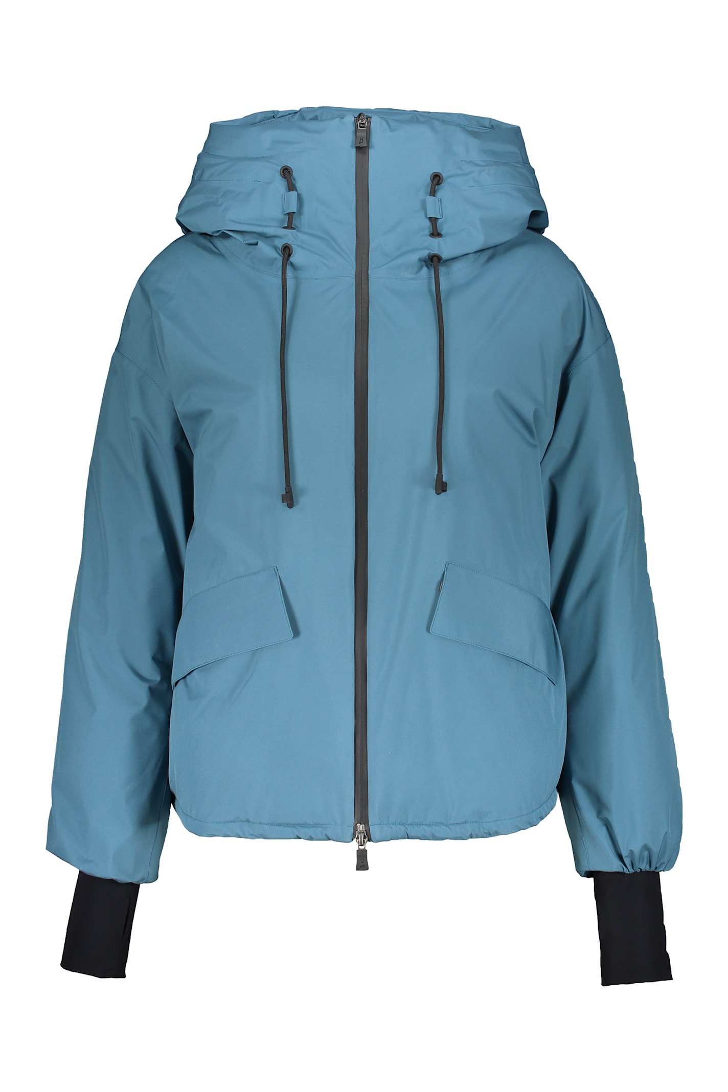 Herno Modern Down Jacket With Hood And Zip In Blue