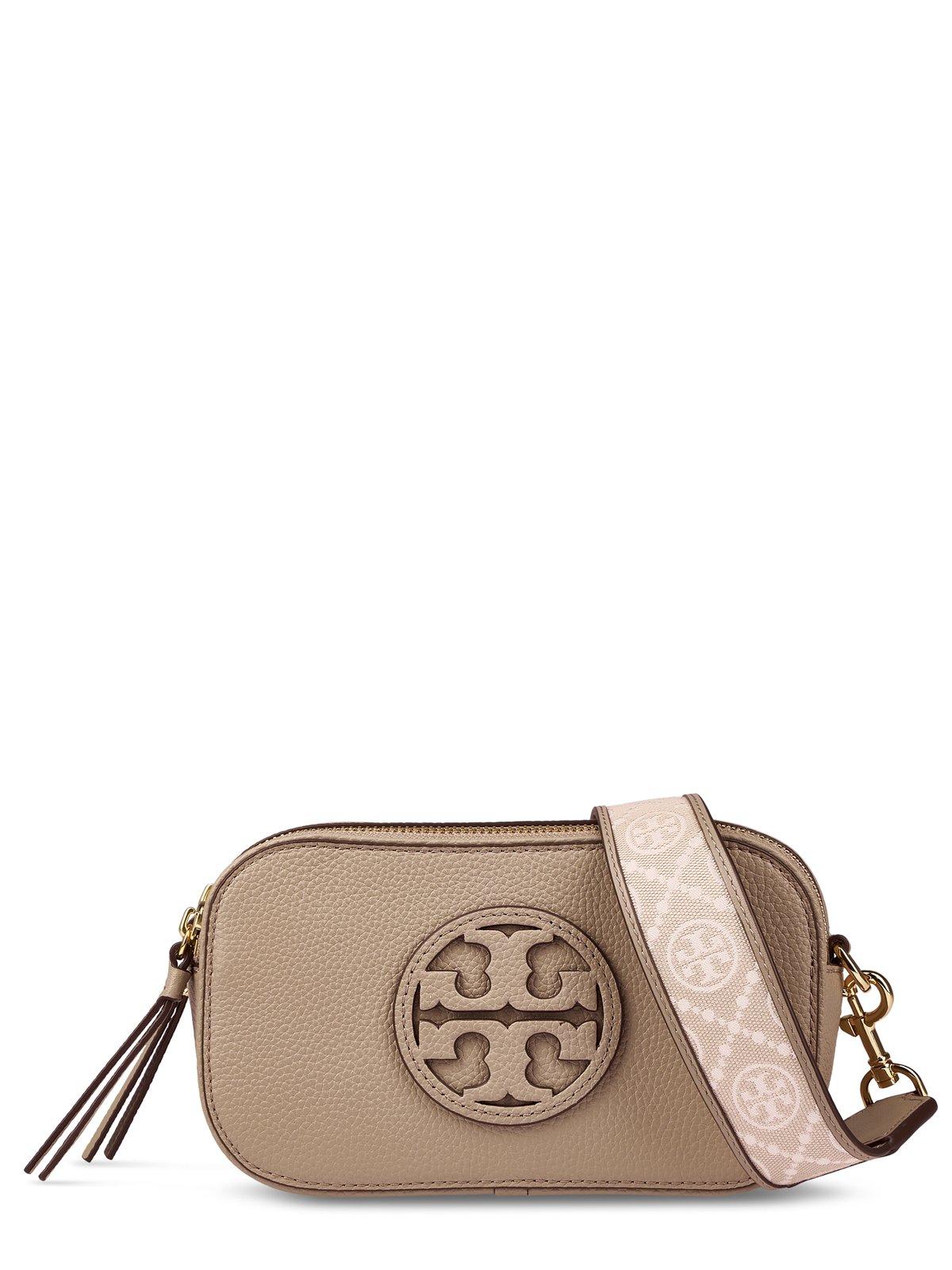 Tory Burch Mini Leather Camera Bag With Adjustable Strap In White