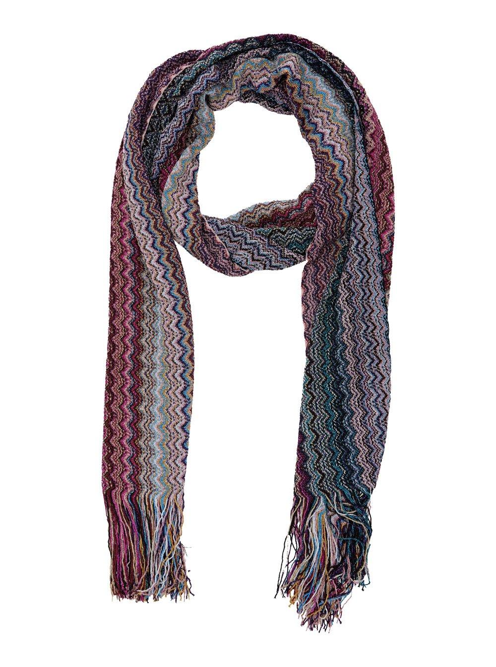 Shop Missoni Chevron Woven Fringed Edge Scarf  In Multicolor