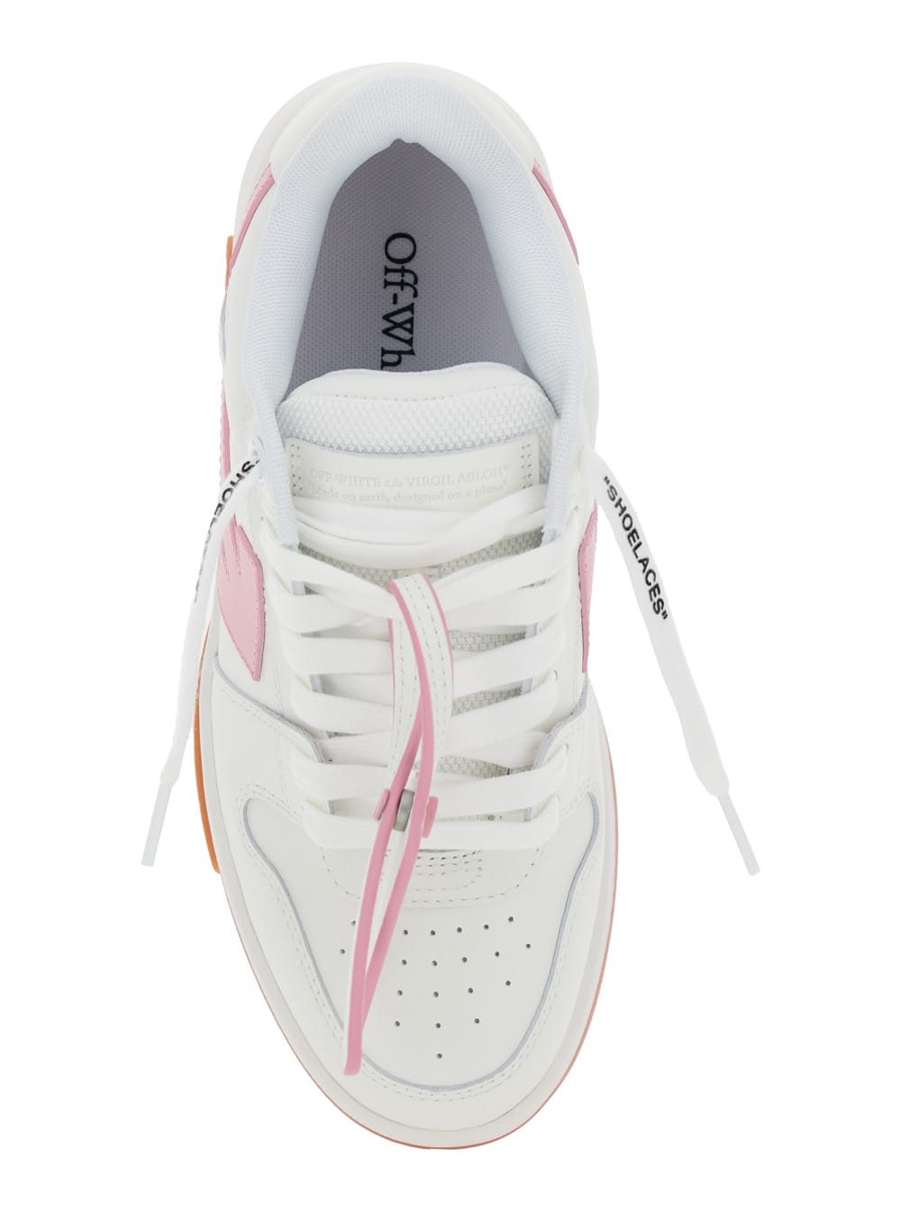 Shop Off-white Out Of Office White And Pink Low Top Sneakers With Arrow Motif In Leather Woman