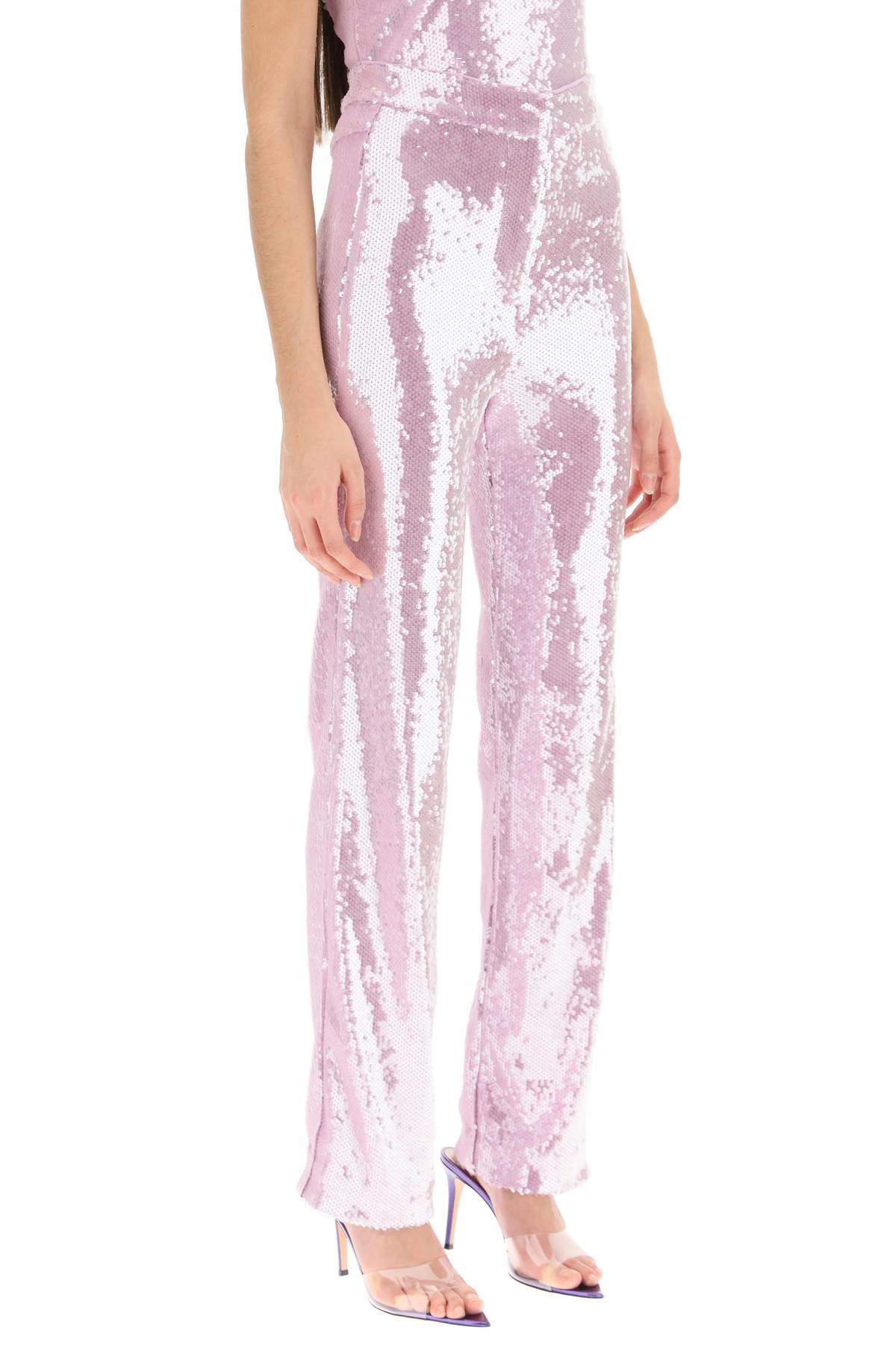 Shop Rotate Birger Christensen Robyana Sequined Pants In Lupine (purple)