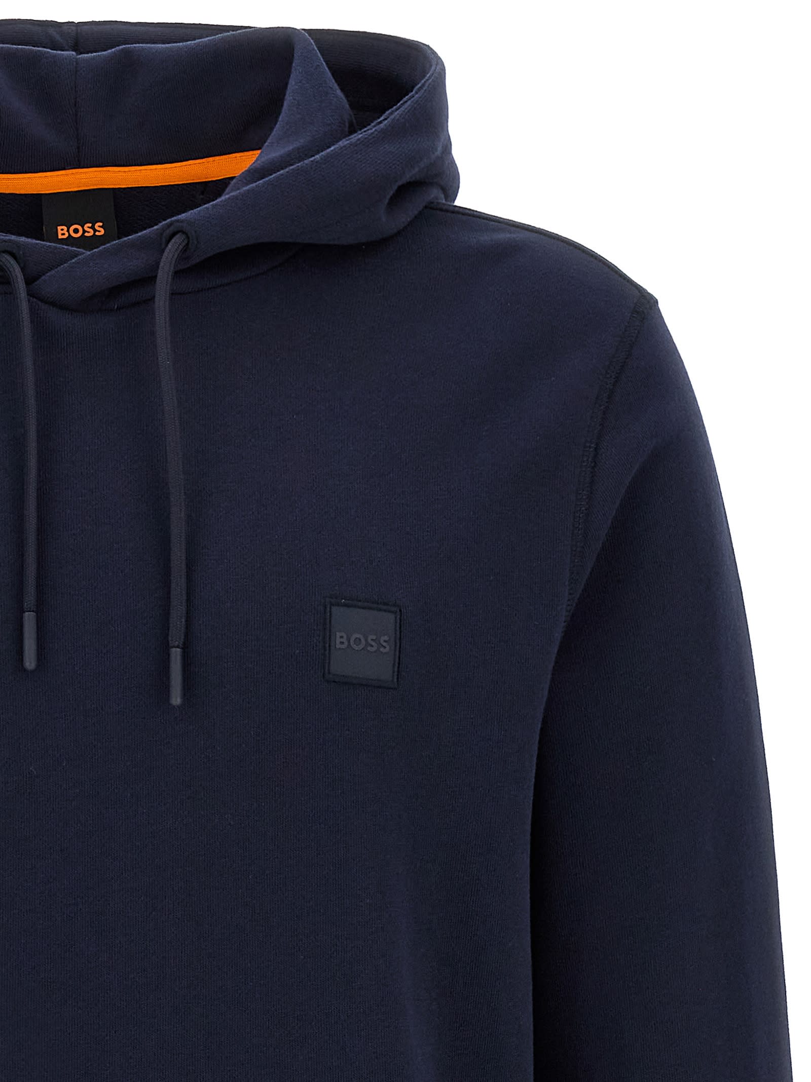 Hugo Boss Cotton-terry Hoodie With Logo Patch In Black