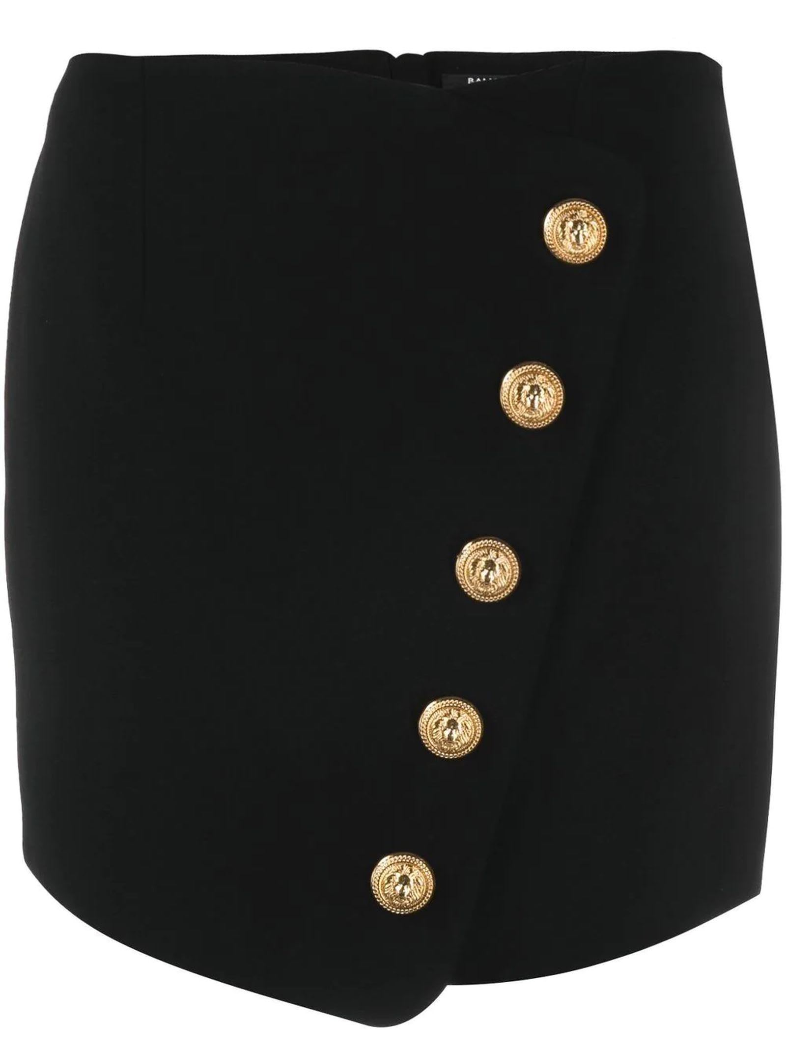 Balmain Black Short Crêpe Skirt