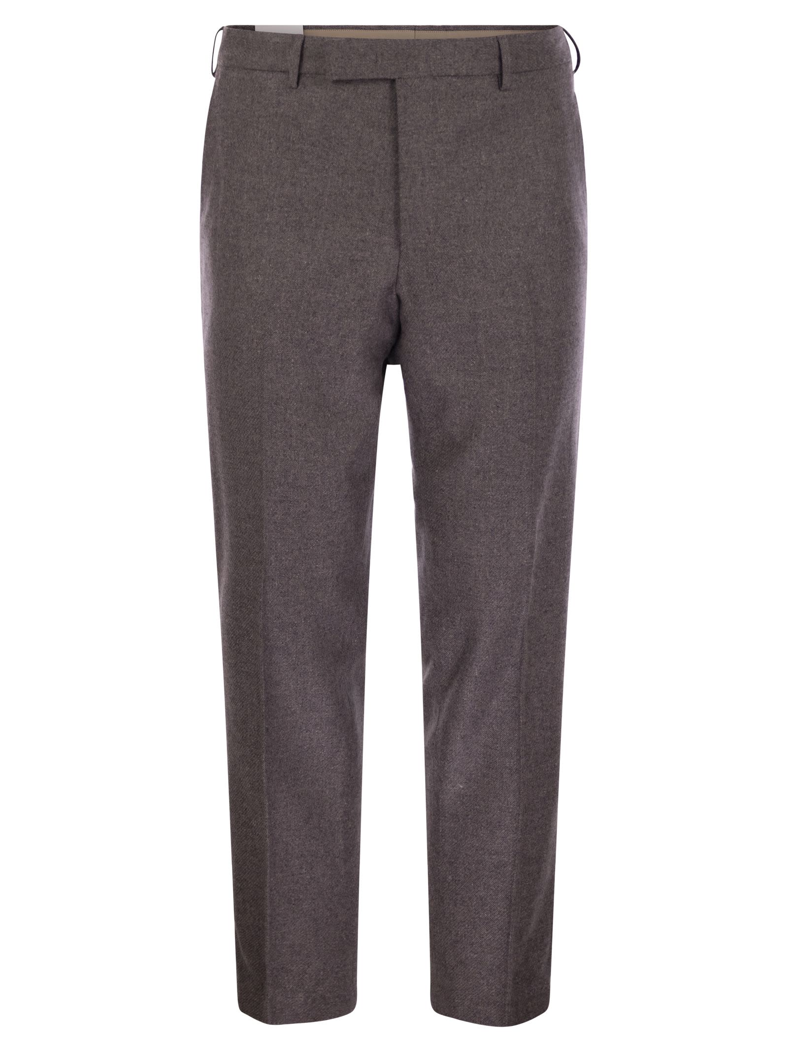Pt Torino Rebel - Wool And Silk Flannel Trousers In Brown