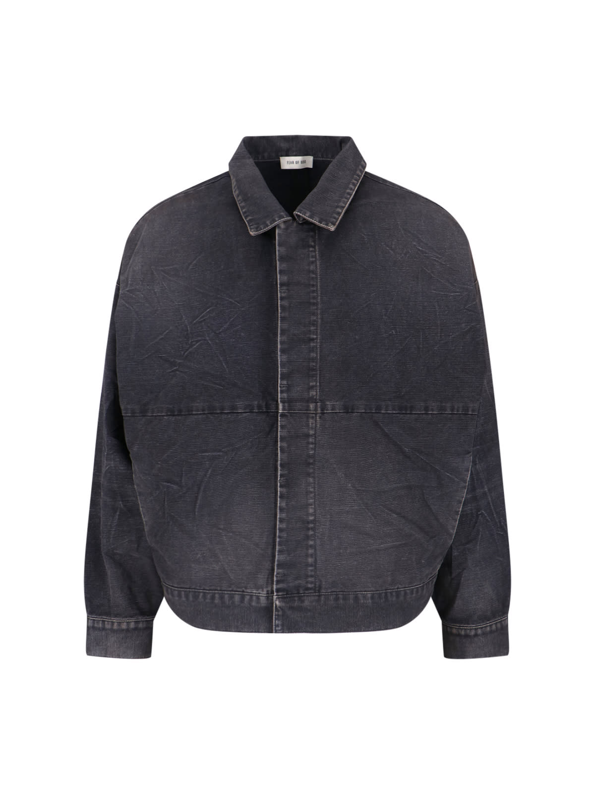 Fear Of God Mens Washed Black Utility Cropped Denim Jacket In Black