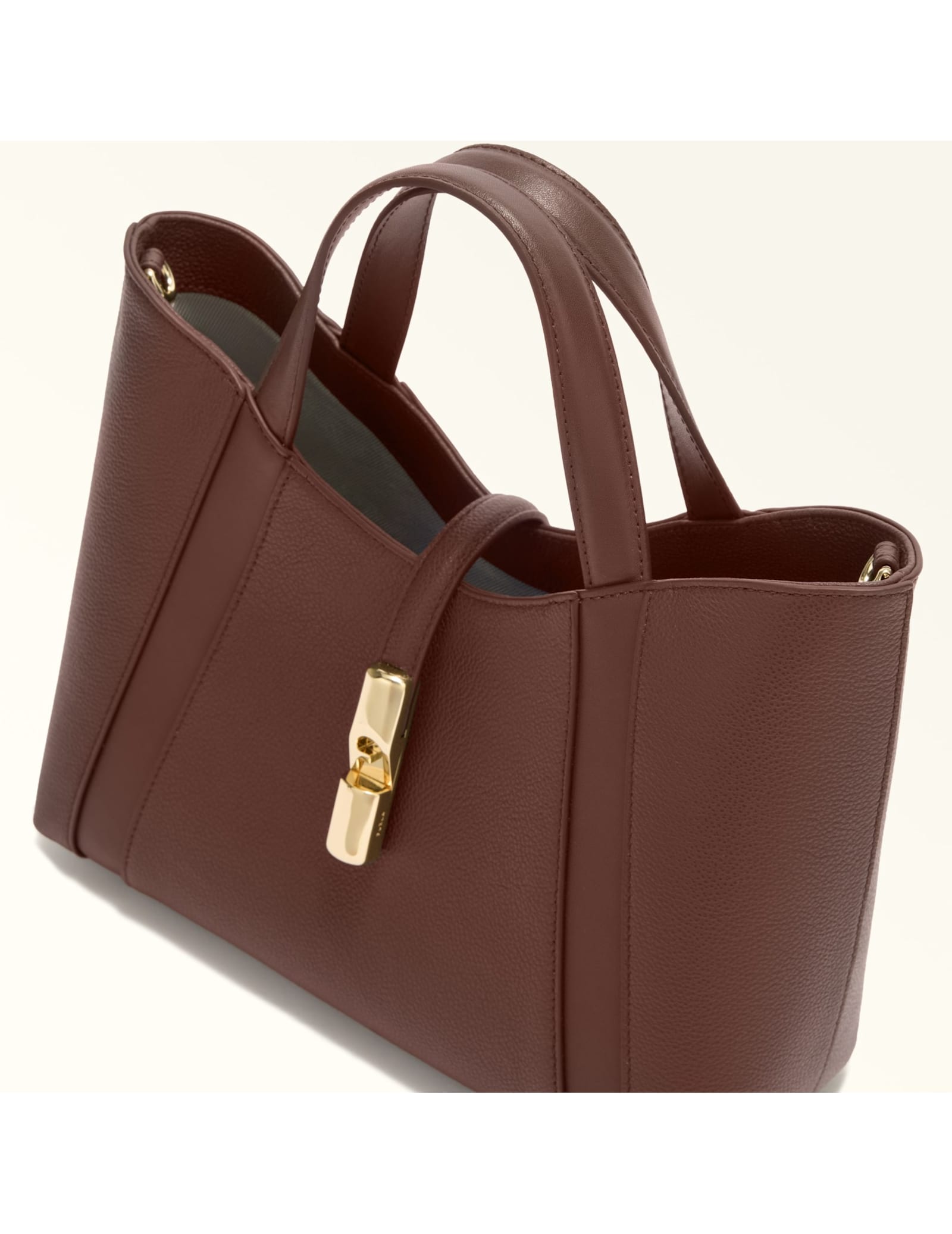 Furla Goccia S Leather Tote Handbag, Chocolate Color