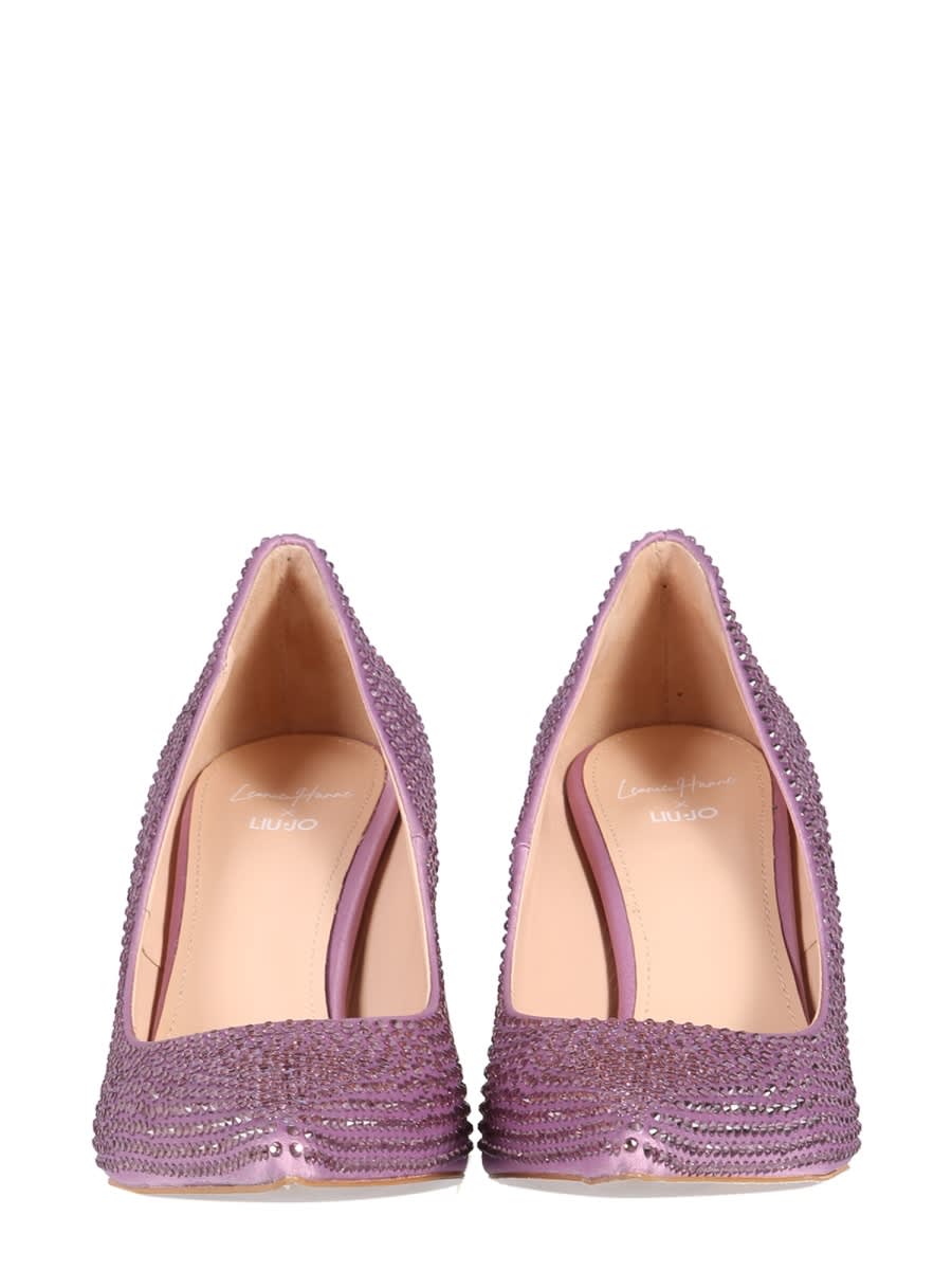 Liu •jo X Leonie Hanne Crystal-embellished Pointed-toe Pumps In Lilac