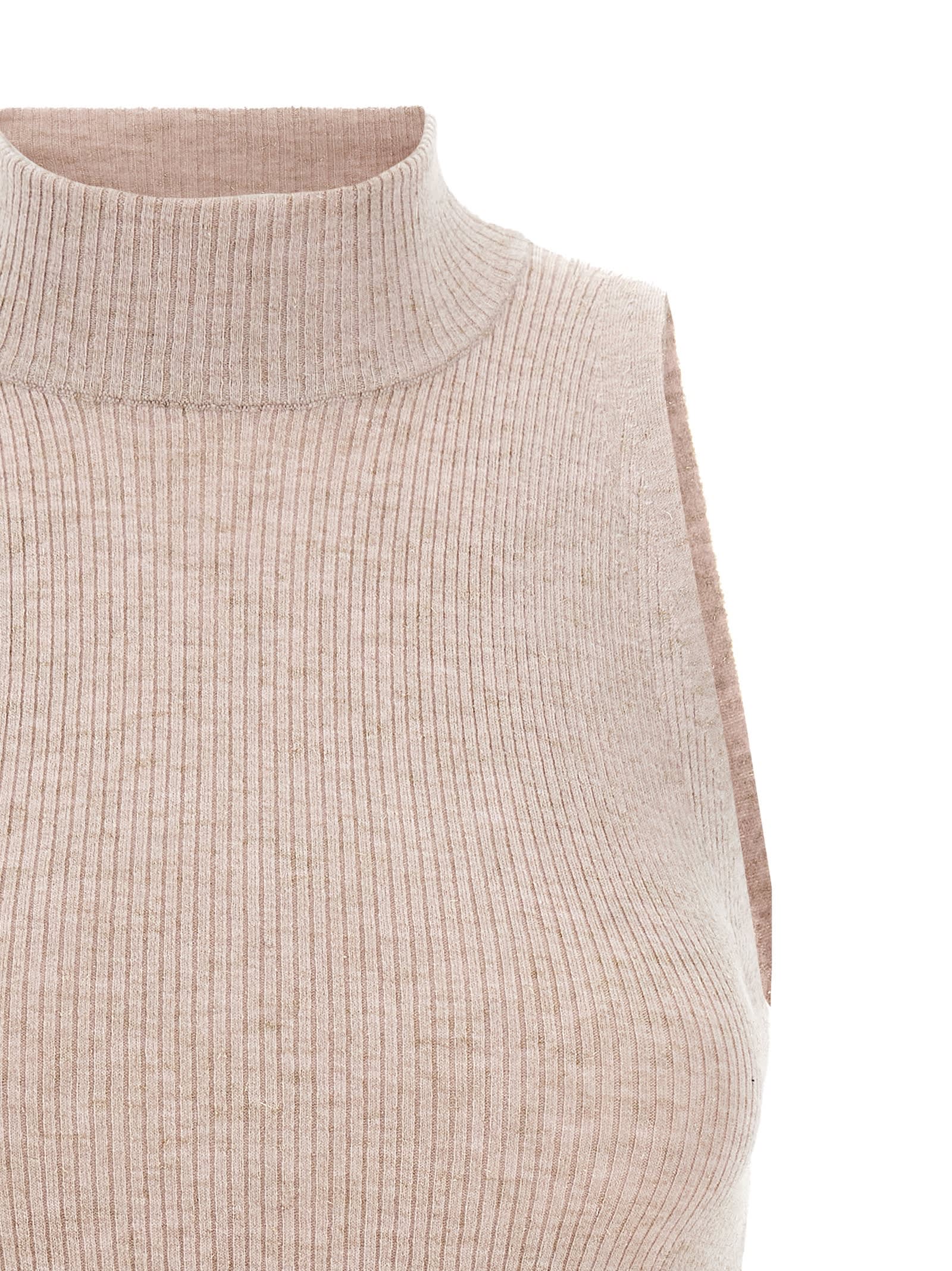 Shop Brunello Cucinelli Glitter Ribbed Vest In Pink