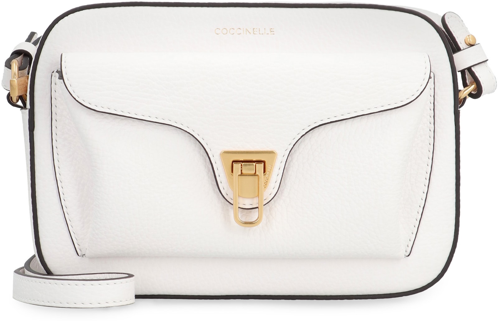 Shop Coccinelle Beat Soft Leather Crossbody Bag In Brillant White